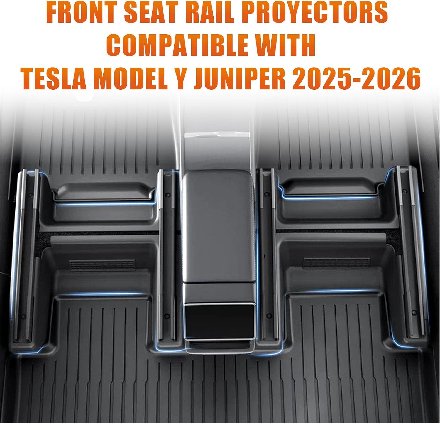 Front Seat Rail Protectors Compatible with Tesla Model Y Juniper 2025-2026 5-Piece TPE Track Cover Guards Under Seat Floor Mat Protectors