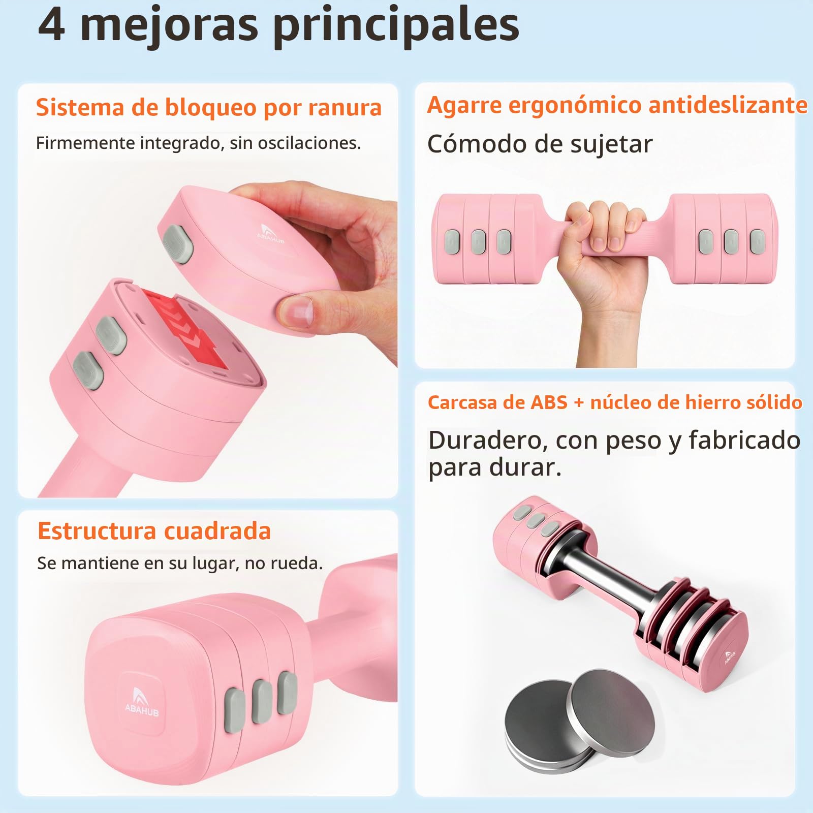Abahub Juego de pesas rusas y mancuernas 2 en 1, mancuernas ajustables para