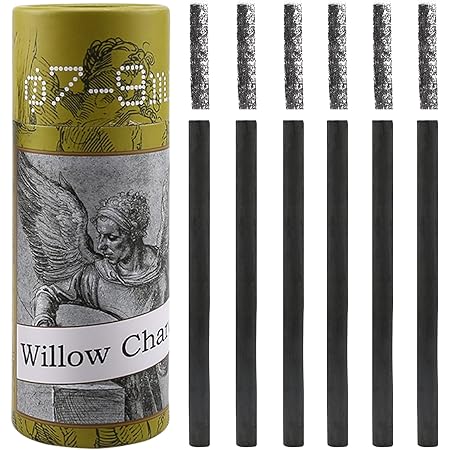 LOONENG Willow Charcoal Sticks, Natural Willow Charcoal for Artists, Beginners, or Students of All Skill Levels, Great for Sketching, Drawing, and Shading, Approx 7-9mm in Diameter, Pack of 25