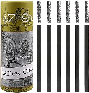 LOONENG Willow Charcoal Sticks, Natural Willow Charcoal for Artists, Beginners, or Students of All Skill Levels, Great for Sketching, Drawing, and Shading, Approx 7-9mm in Diameter, Pack of 25