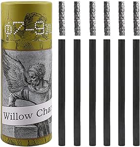 LOONENG Willow Charcoal Sticks, Natural Willow Charcoal for Artists, Beginners, or Students of All Skill Levels, Great for Sketching, Drawing, and Shading, Approx 7-9mm in Diameter, Pack of 25