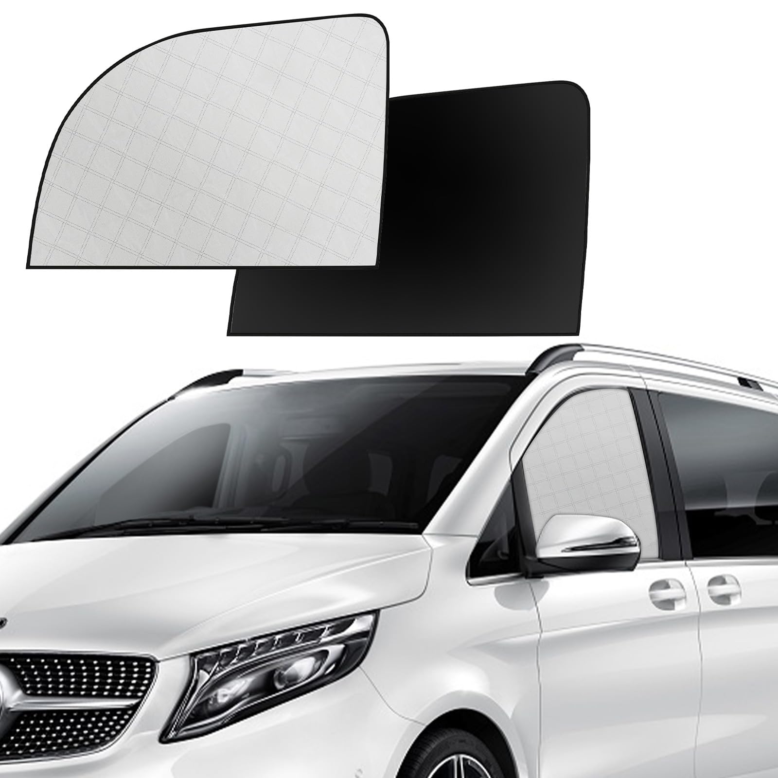 2 Pièces Pare-Soleil de Fenêtre latérale Voiture remplace pour Mercedes-Benz Vito/Classe V/Marco Polo W639/W447 2003-2026, Protection Magnétique Luxe, Pare-Soleil Confidentialité Réfléchissant UV