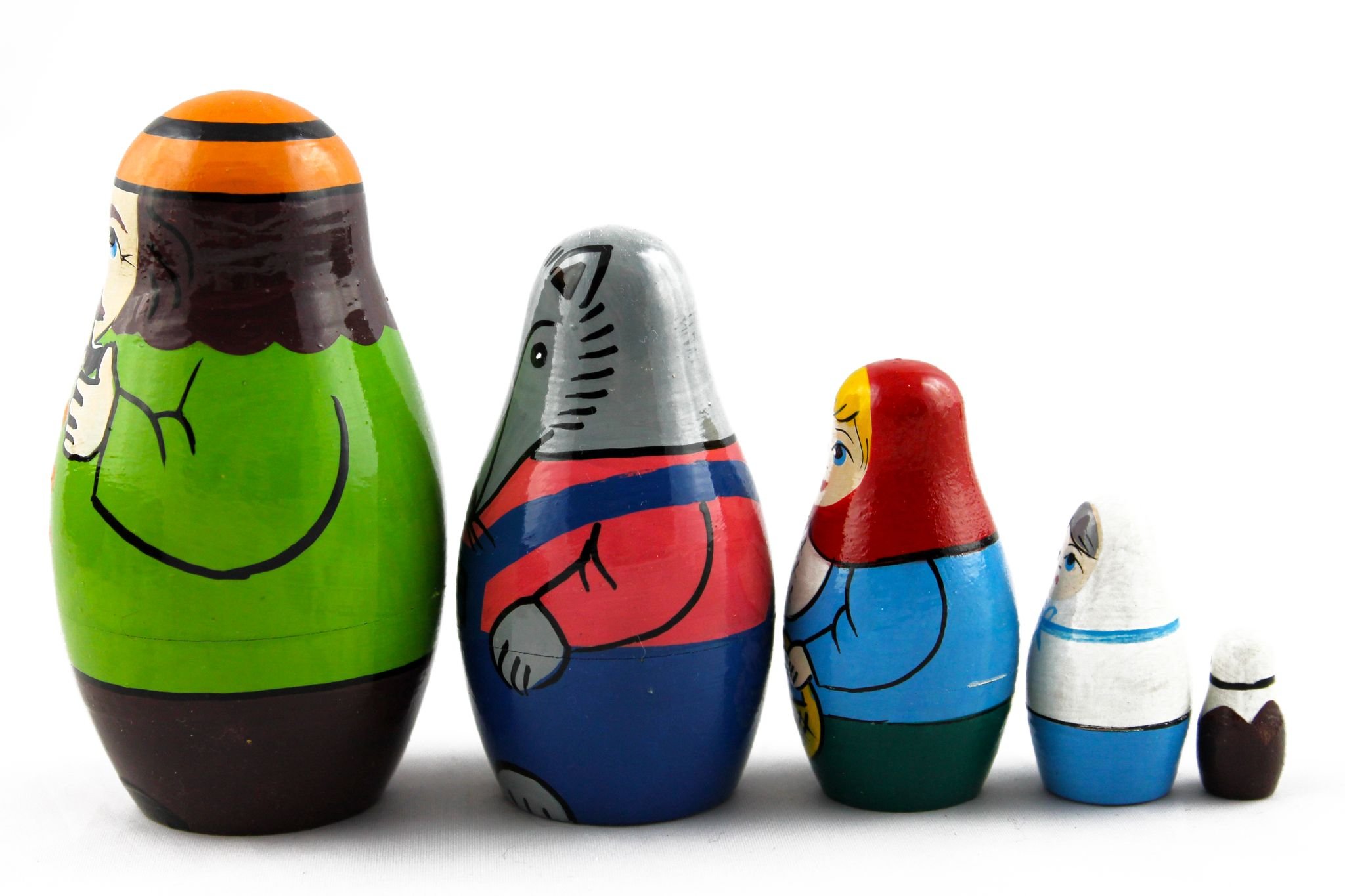 BESPORTBLE Juego De 5 Muñecas Matrioskas De Madera Pintadas A Mano - Juguetes Educativos De Apilamiento Y Anidación