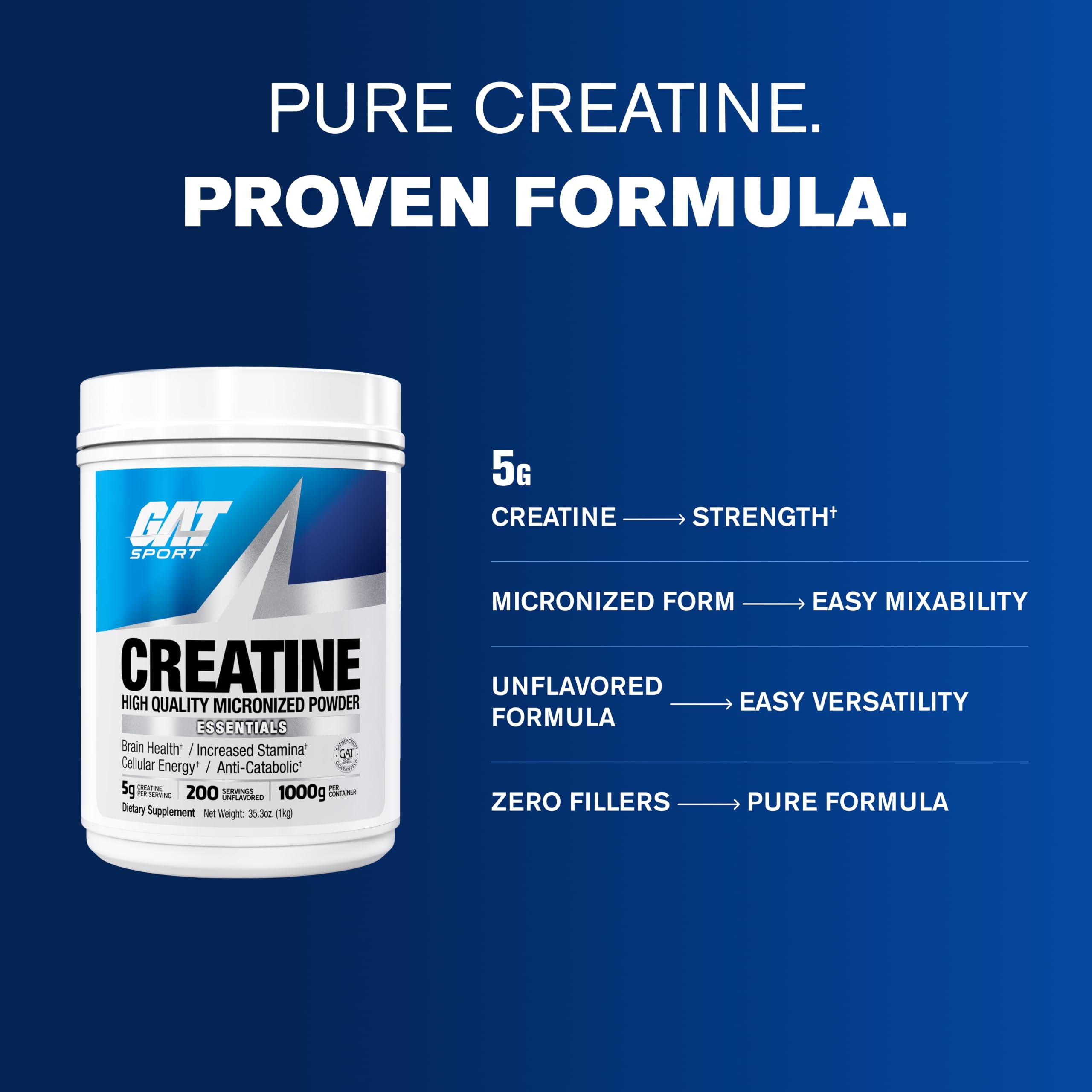GAT SPORT CREATINE MONOHYDRATE, 35.3 oz (200 Servings) — Amazon image 6