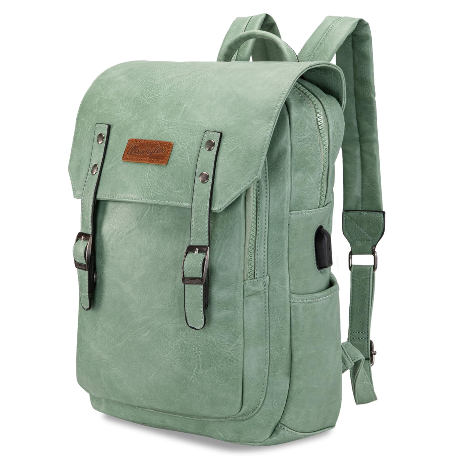 Montana West × Wrangler Womens Backpack Leather Laptop Backpack Unisex Fashion Backpack