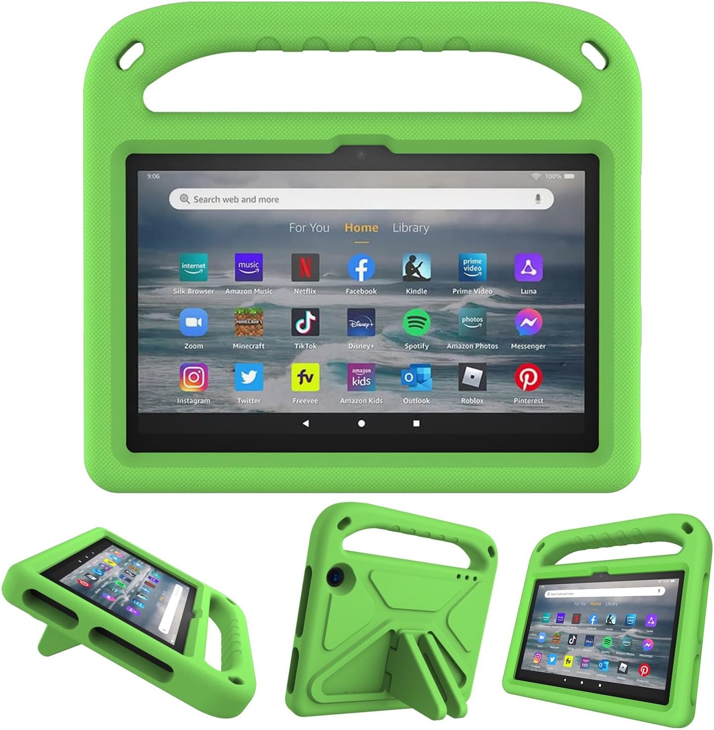 Tablet Case Compatible with Kindle Fire 7 2022 12th Tablet Case, Shock Absorber, Handle, EVA, Stand, Resistant for Kids, Light(Ye?il) image 2