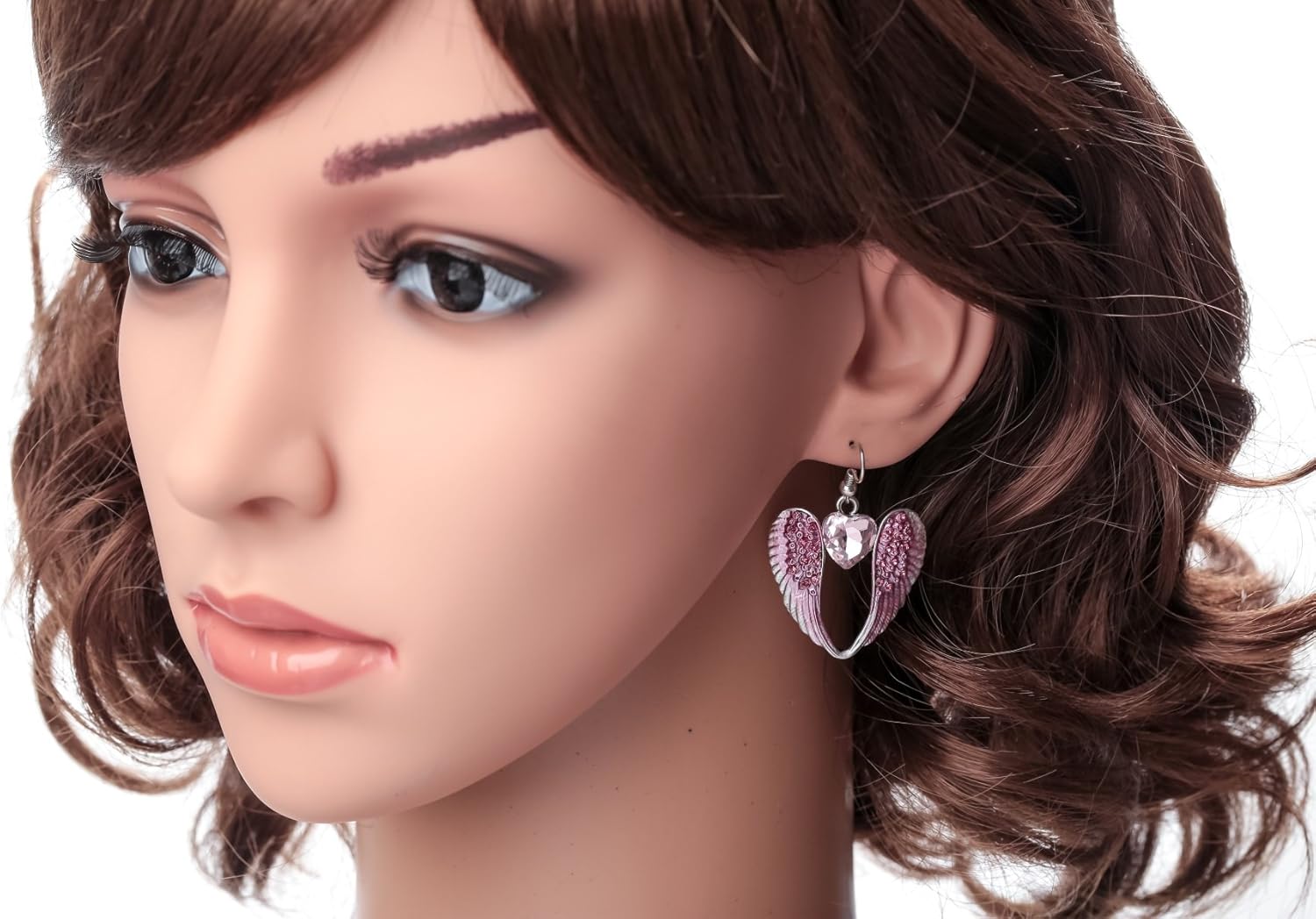 Szxc Women's Crystal Guardian Angel Wings Hypoallergenic Dangle Earrings Biker Jewelry - 2 1/4 inch - Image 3