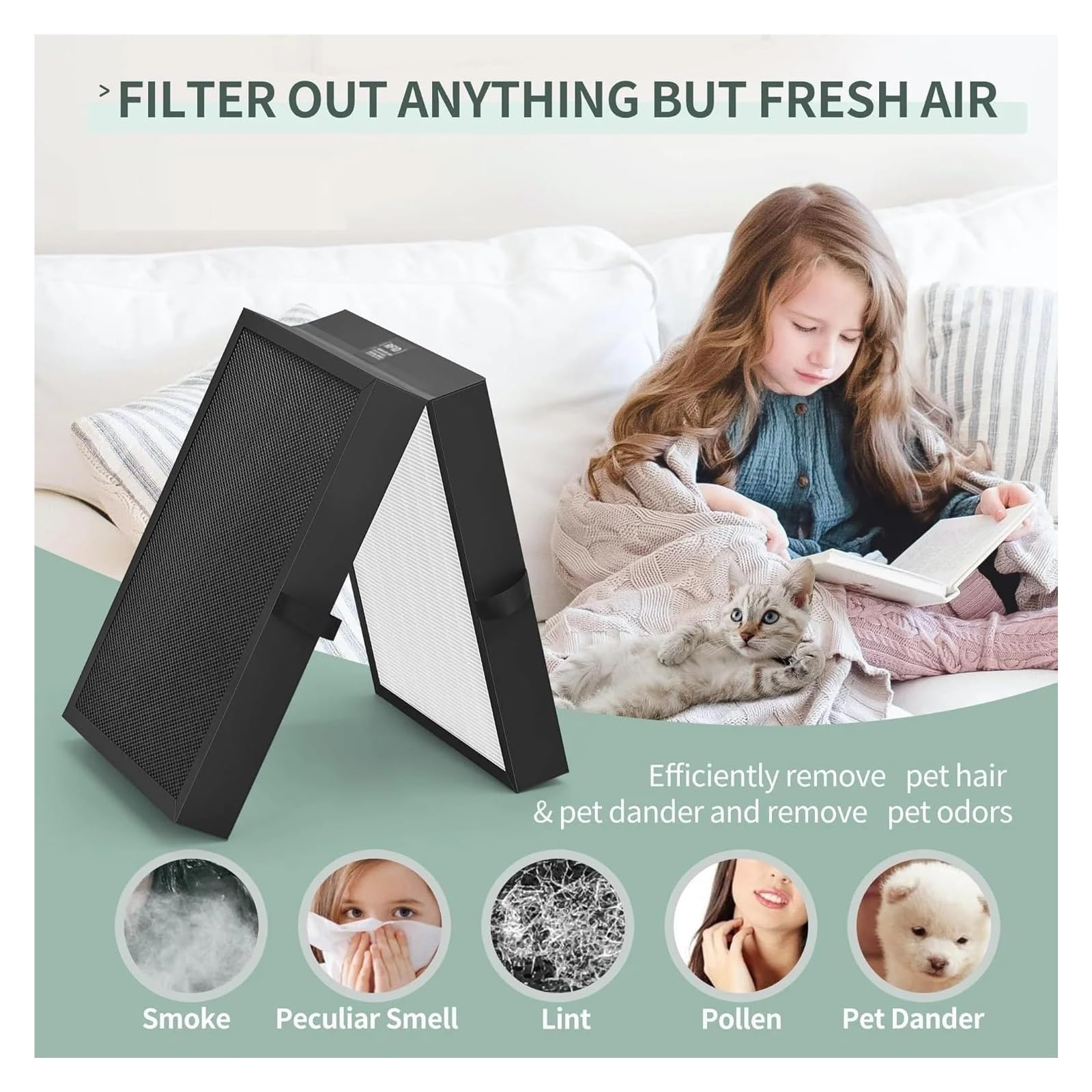 Filtro De Carbón Activado HEPA Verdadero 7400, Compatible Con Purificador De Aire Blueair Serie 7400 7410i 7470i, Alta Eficiencia, Bajo Nivel De Ruido, Larga Duración