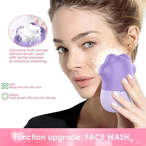 Miniatura 3 de GeeRic Rodillo facial de hielo, cepillo de limpieza facial de hielo de silicona, contorno de cara de cubo para ojos y cuello, rodillo de masaje