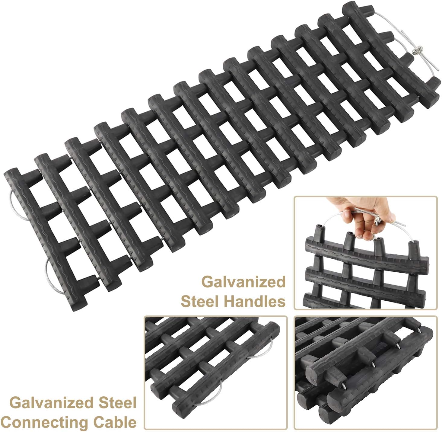 NovelBee Heavy-Duty Rubber Emergency Car Recovery Track Mat with Carry Bag Emergency Traction for Vehicle Tire