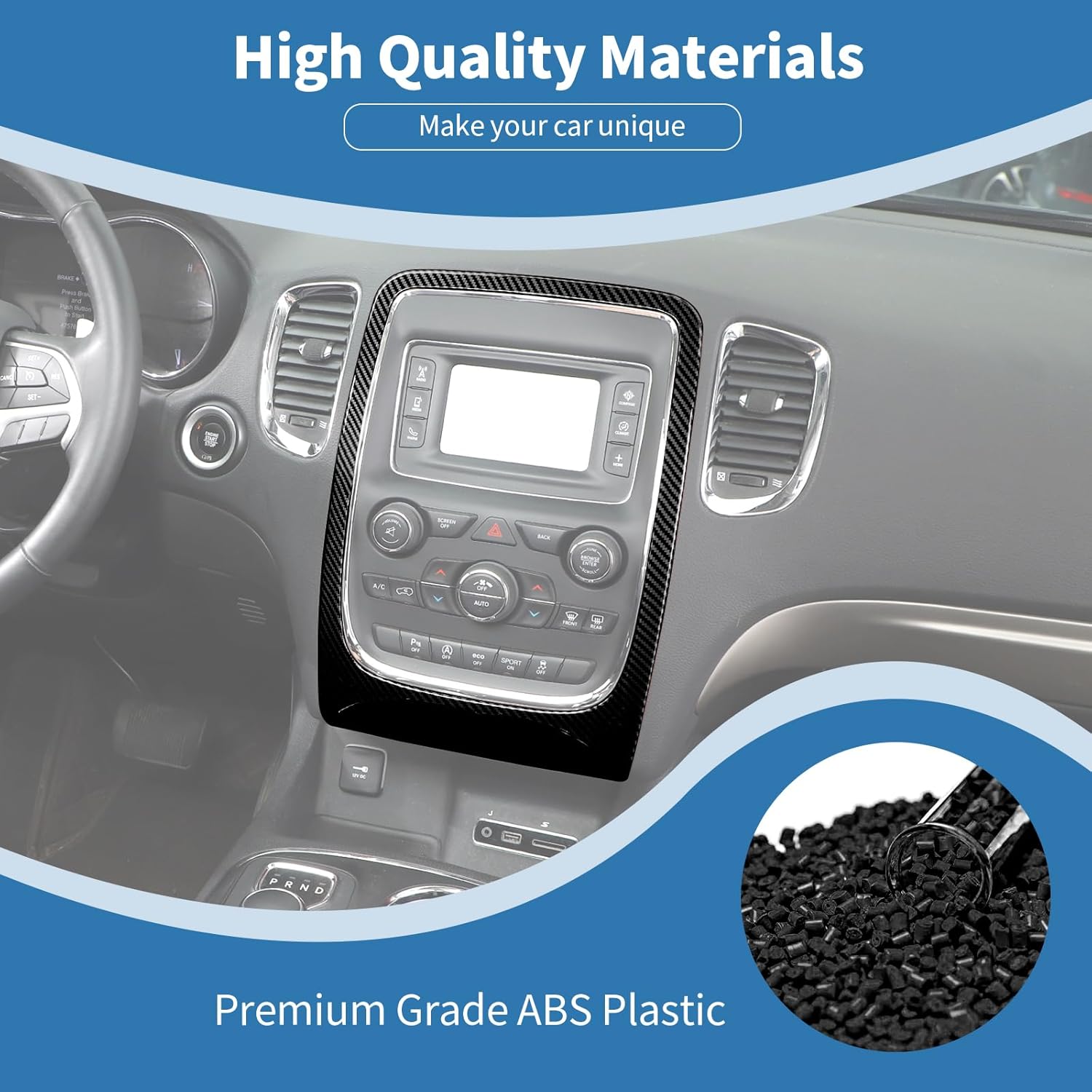 for Durango Center Console Radio/AC Control Panel Cover Trim for Dodge Durango 2014-2020 Black Carbon Fiber Interior Accessories 1pc