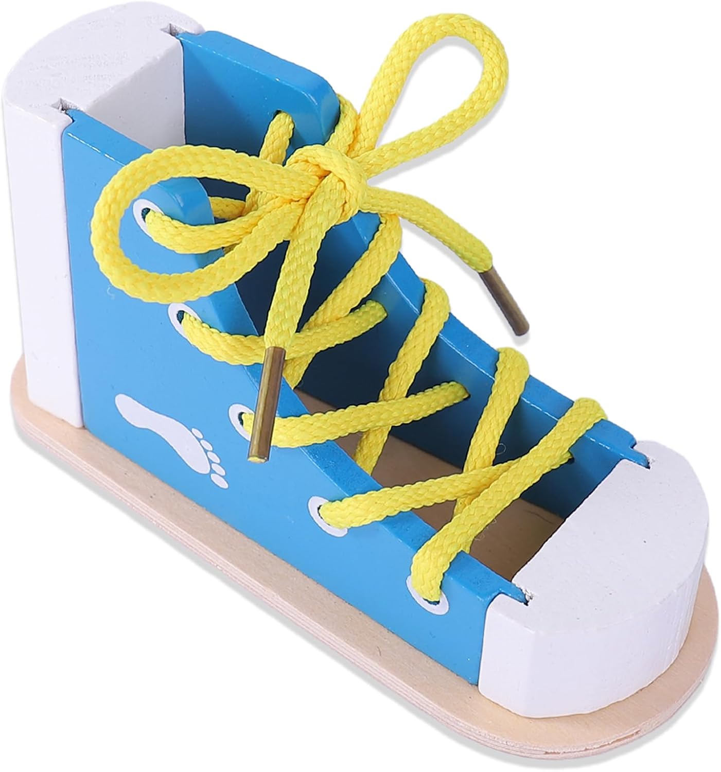 Learn to Tie Shoes - Wooden Lacing Shoe Tying Practice,Reusable Wood Shoelaces Tying/blue
