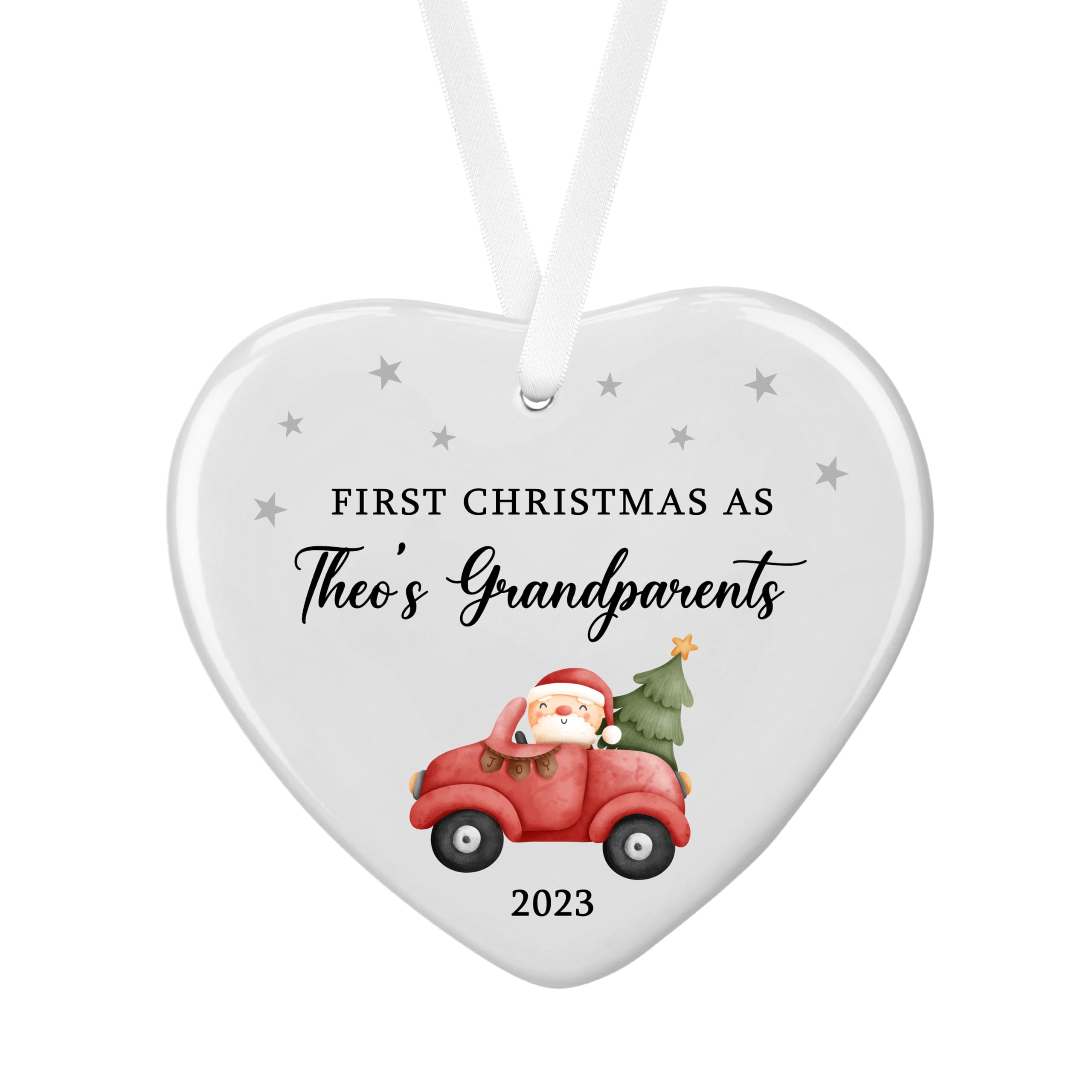 Drifting Ducks White Personalised Sentimental Keepsake First Christmas Grandparents Santa Ceramic Heart Hanging Tree Bauble Decoration Gift (Luxury Gift Box)