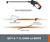WORX Nettoyeur Haute Pression sans Fil 20V Hydroshot WG620E.9, outil mobile sans raccord d'eau fixe, livré sans batterie ni chargeur, avec set d'accessoires - 6
