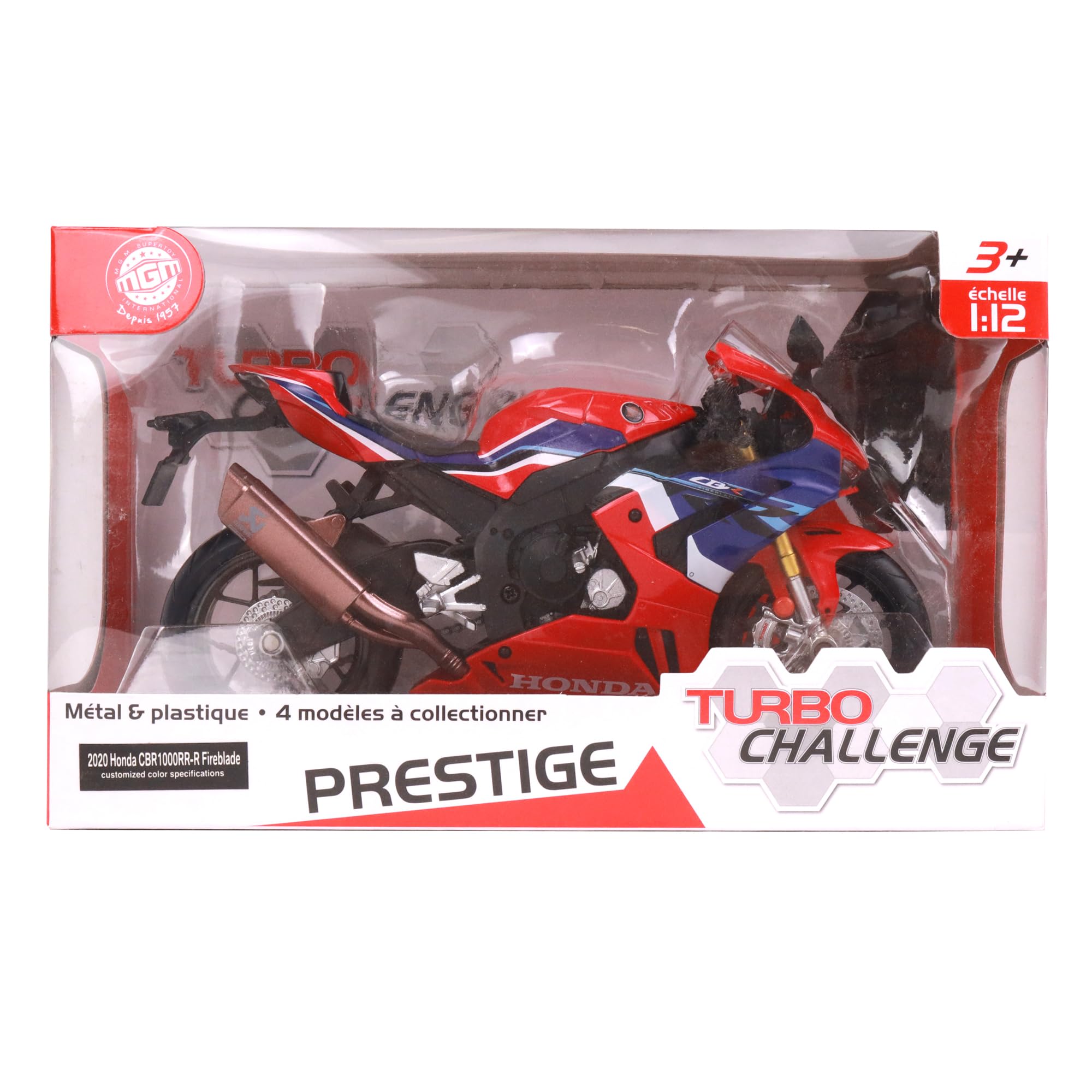 TURBO CHALLENGE - Moto Honda CBR1000RR-R - Die Cast - 029925-1/12 - Freilauf-Fahrzeug - Rot - Metall - Kinder Spielzeug - Geschenk - Ab 3 Jahren