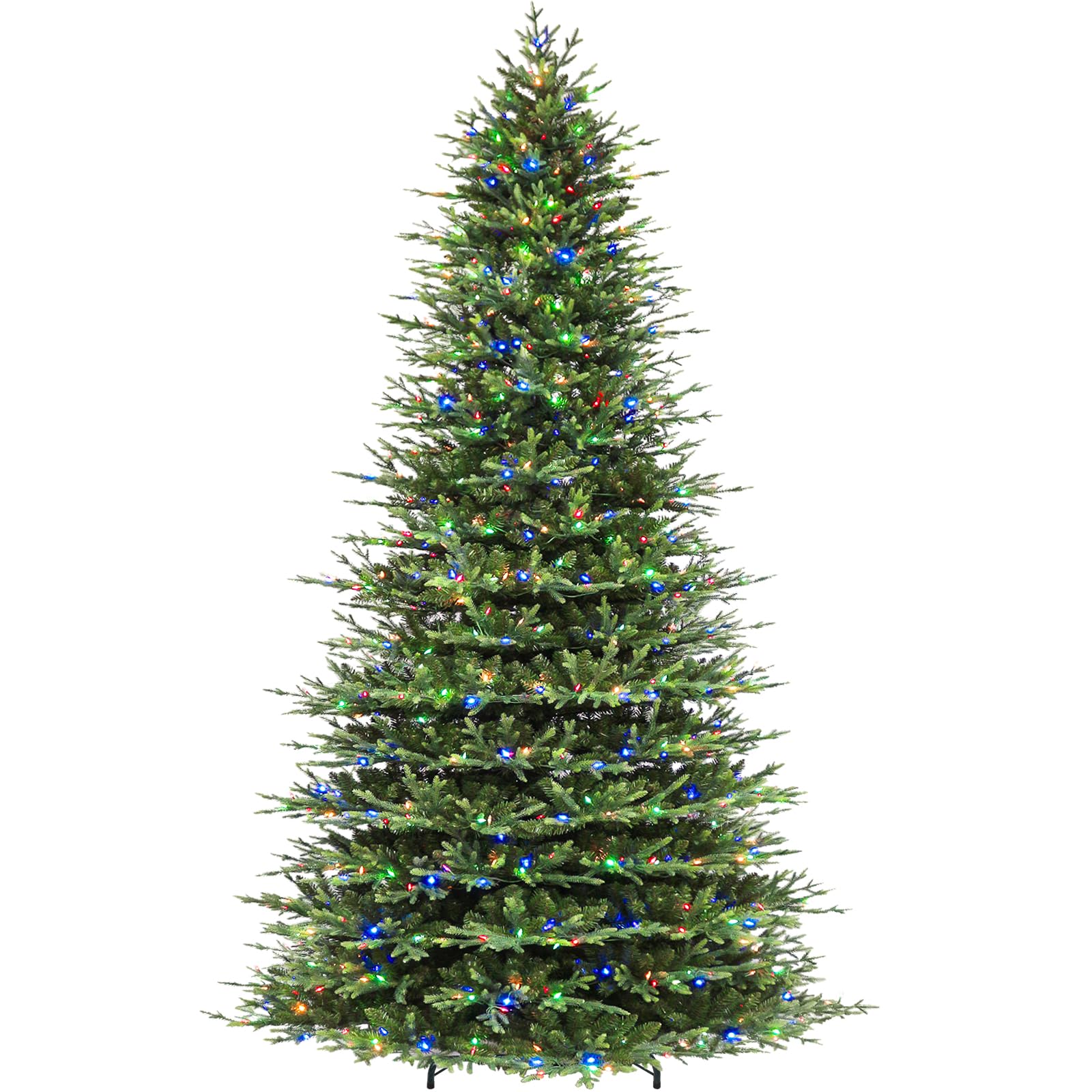 Hykolity 12 ft Prelit Christmas Tree with Realistic PE Foliage | 850 Warm White&Multicolor Led Lights, 8,165 Mixed Tips, 10 Lighting Modes, Foot Pedal, Hinged Design and Sturdy Metal Stand