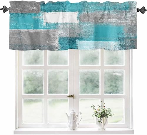 Valance Curtains for Windows, Abstract Art Painting Kitchen Curtains Valances, T