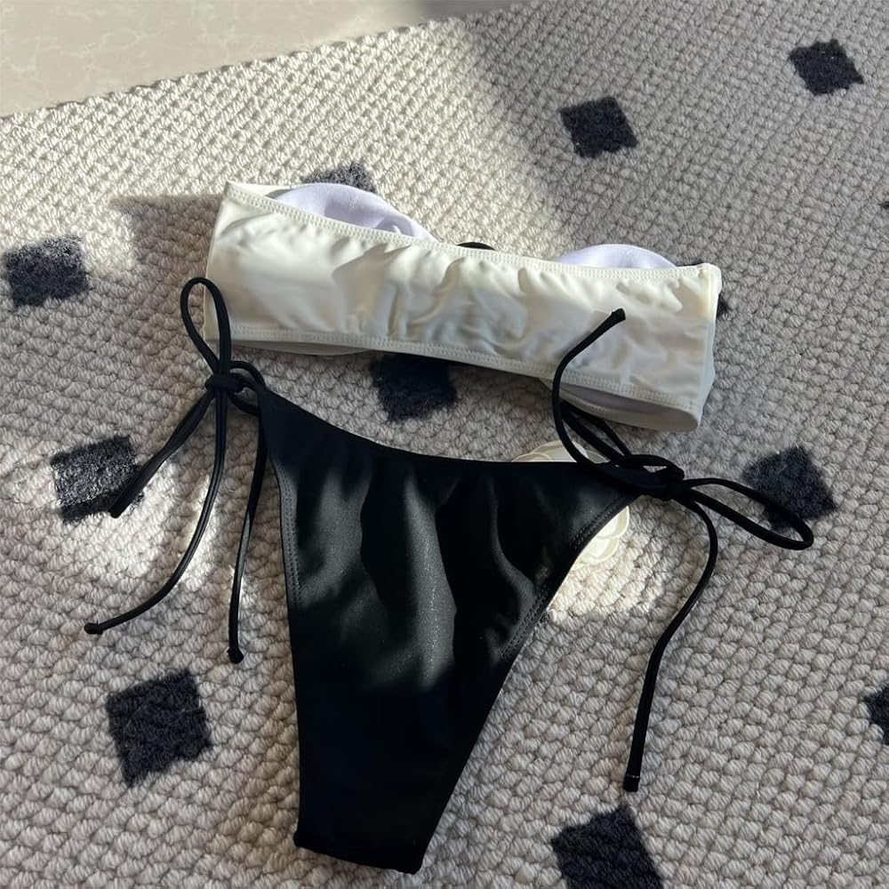 wicked weasel 黒白セパレート水着3点セット wickedweasel 水色と白のストライプ三角ビキニ - メルカリ