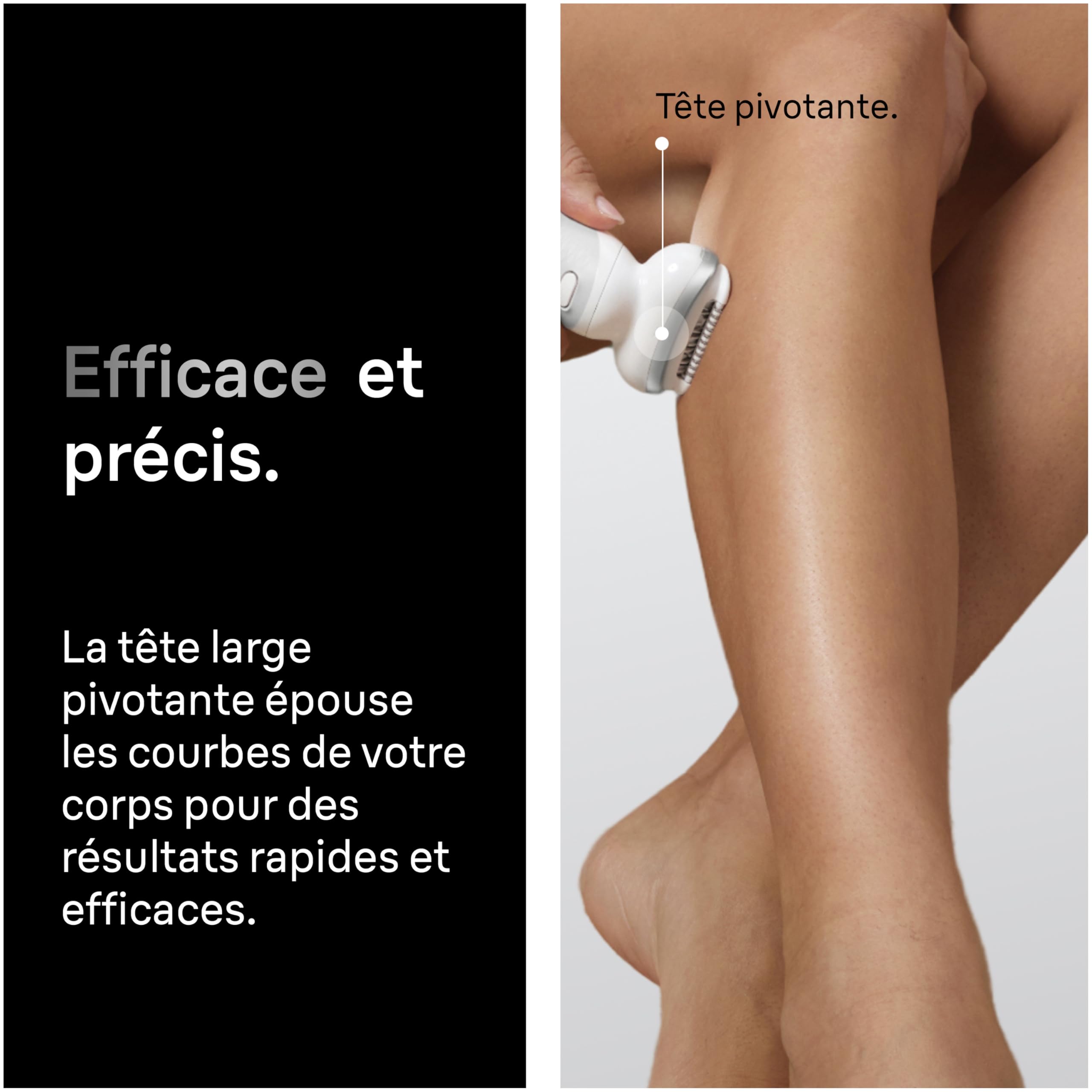 Braun Epilateur Electrique Femme Silk·épil 9, Etanche, Tête Pivotante pour une Epilation Facile, Coffret avec Sabot Tondeuse et Embout de Rasage, Argent, 9-041 - 3
