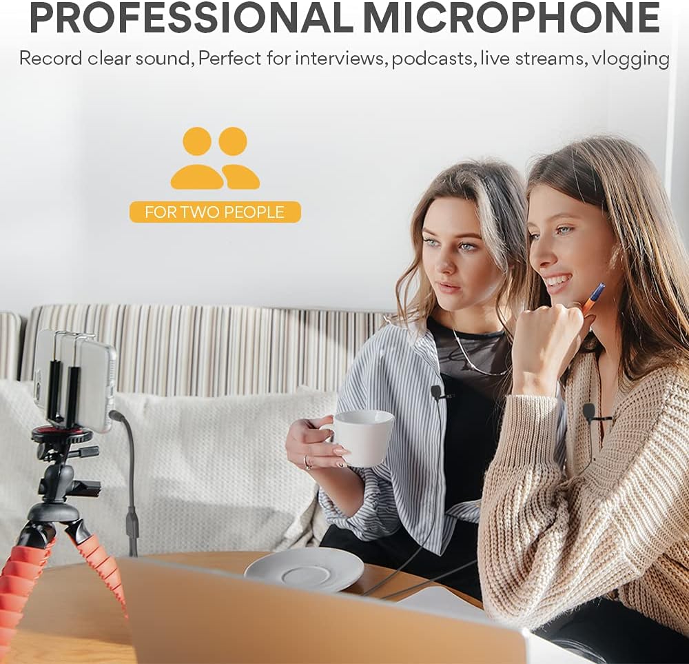 Flash Sale Buy 1 get 1 Lavalier Microphone 2 Pack MAONO Omnidirectional Dual Lapel Clip-on Mic for Recording, Interview, Podcast, Video, YouTube, Skype, Compatible with iPhone, Smartphone, Computer, Tablet, AU-404