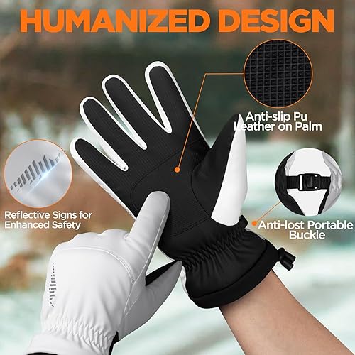 Miniatura 5 de rivmount- Guantes de invierno impermeables phombre y mujer dedos Touchscreen resistentes al viento, térmicos pesquí, nieve, correr, conducir,