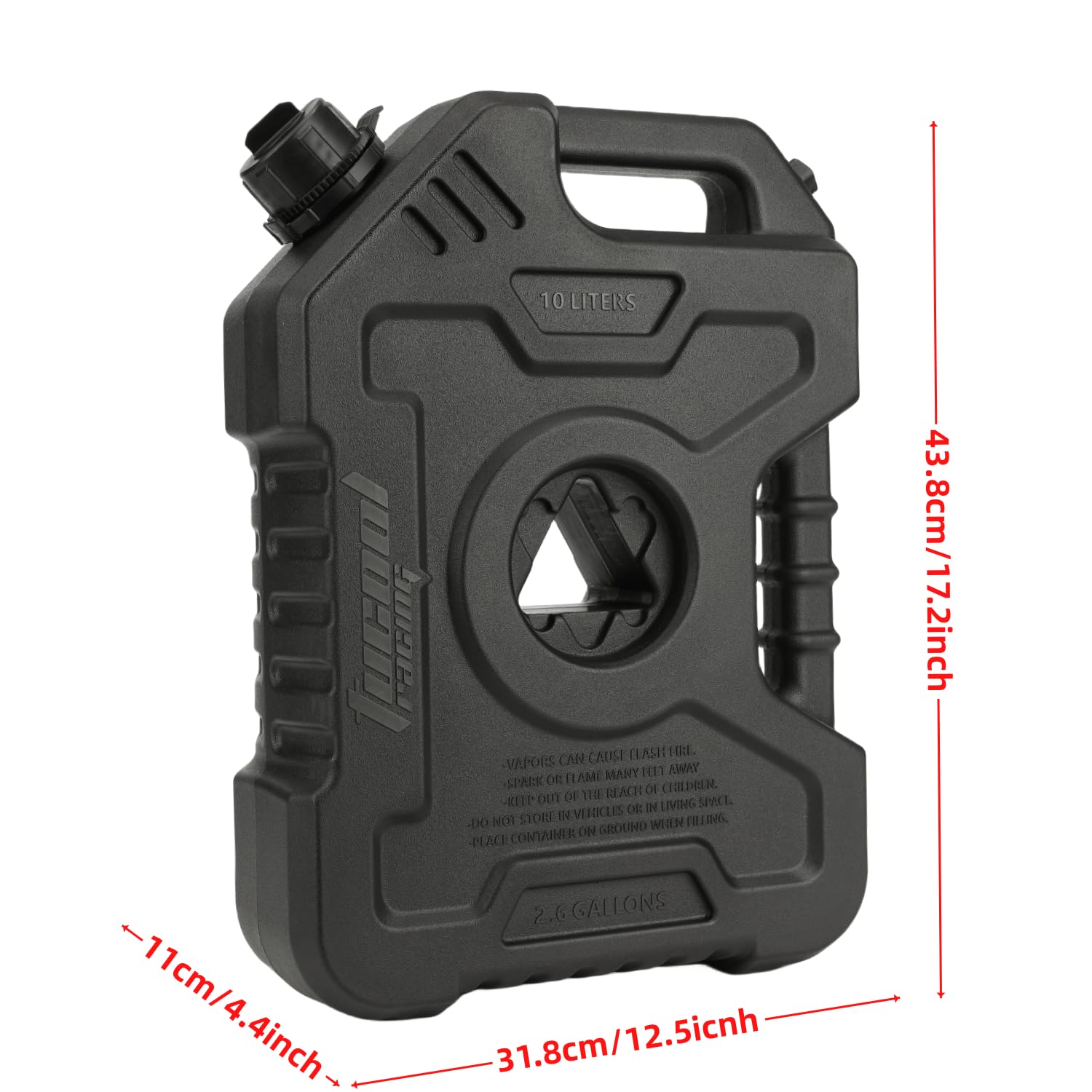 Depósito de combustible de 10 L, bidón de combustible de 2.6 galones para motocicleta, SUV, ATV, coches, barcos, todoterreno, (soporte THLH-10L 304ss negro)