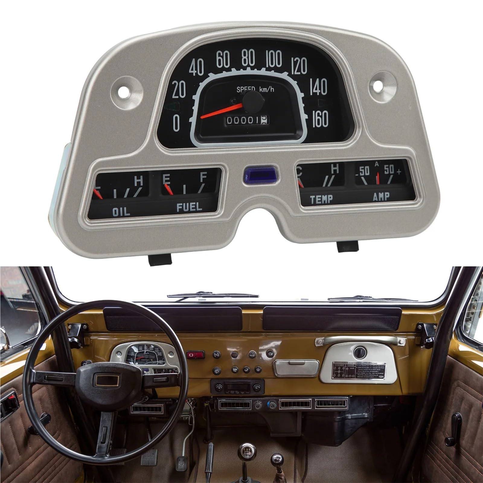Prędkościomierz cyfrowy Pasuje do Toyota Land Cruiser FJ40 FJ45 BJ40 1974-1980 12V wskaźnik amperomierz prędkościomierz panel instrumentów montaż