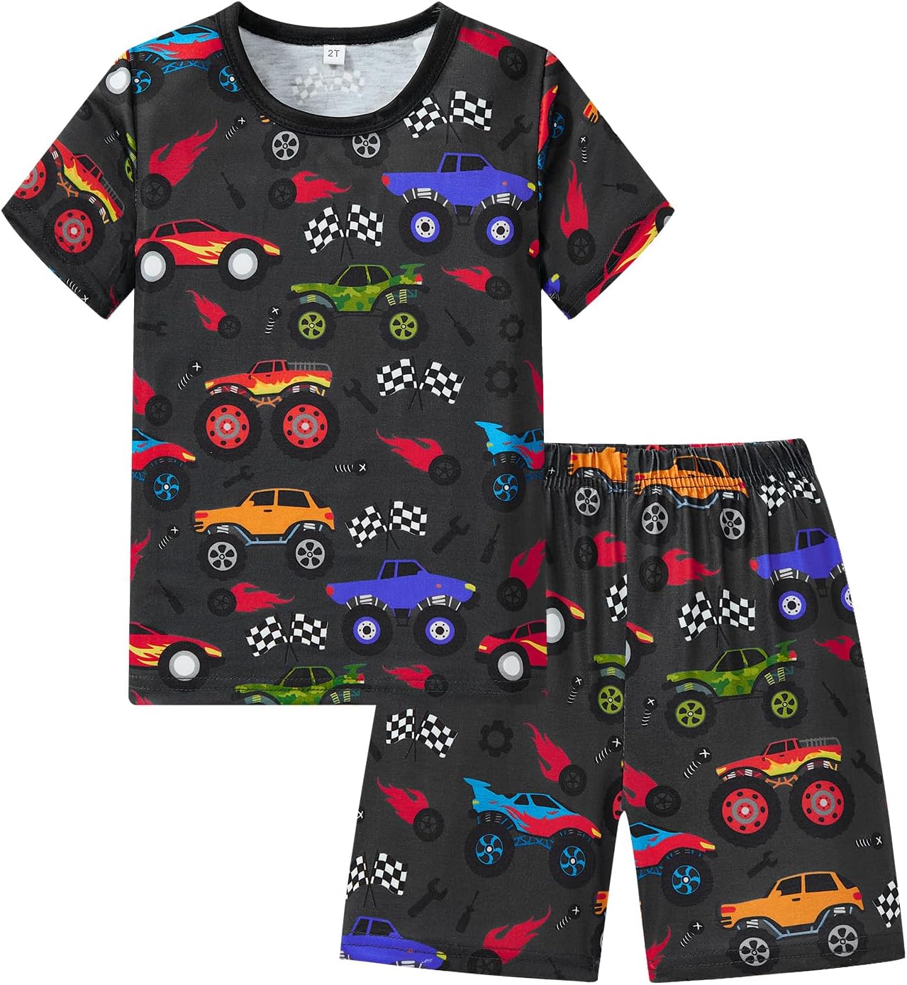 Popshion Little Boys Short Set Pajamas for Boys 100% Cotton Toddler Train Dinosaur Sleepwear Summer Clothes Size 2-7T