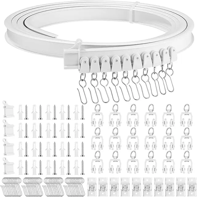 3M Flexible Ceiling Curtain Rail with Silent Rolls for Shower Curtains & Partitions