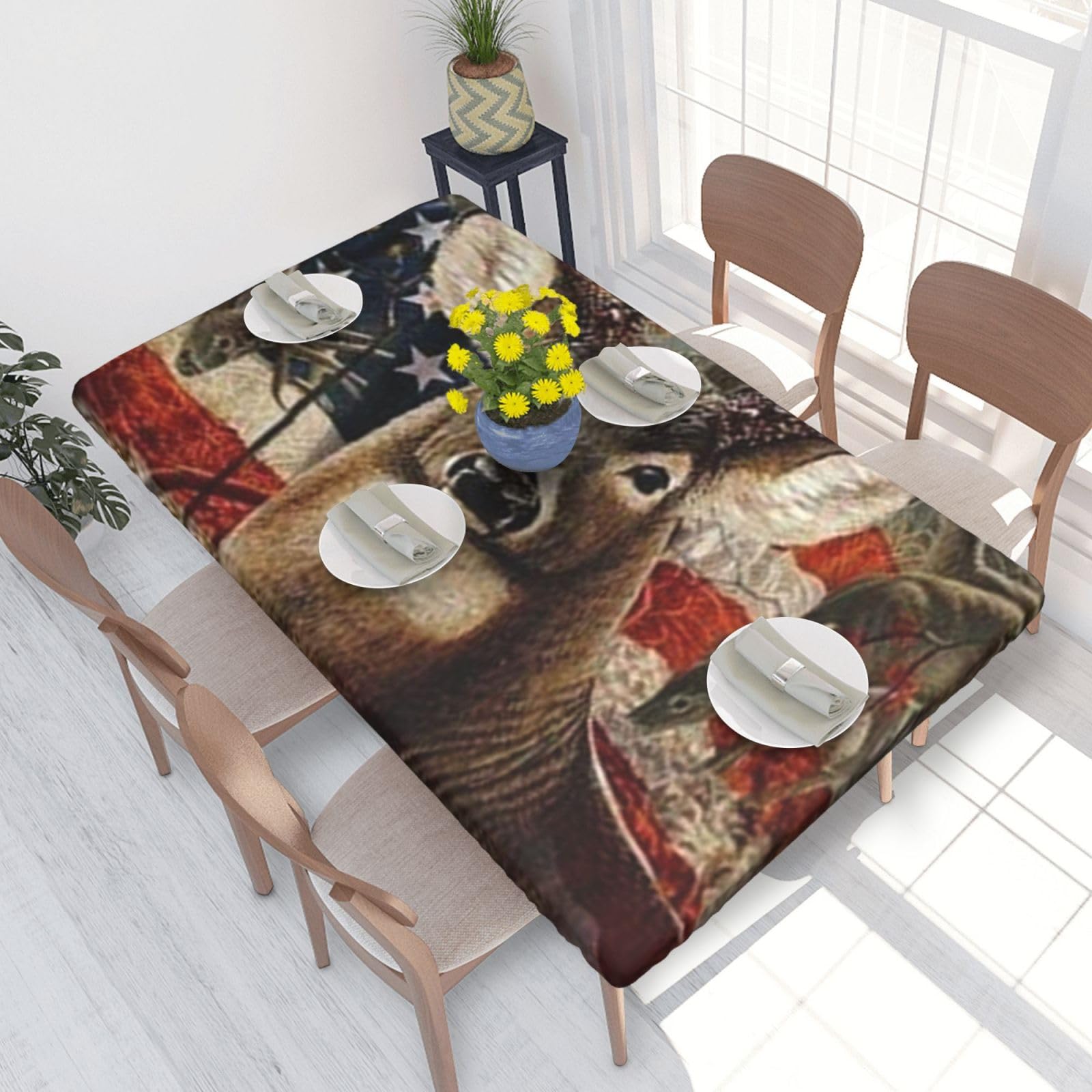 BNVSADC Deer Hunting Season Printed 4FT Tablecloth 122x76 CM Polyester Kitchen Water Resistant Table Cloth Dining Table Decoration Table Covers
