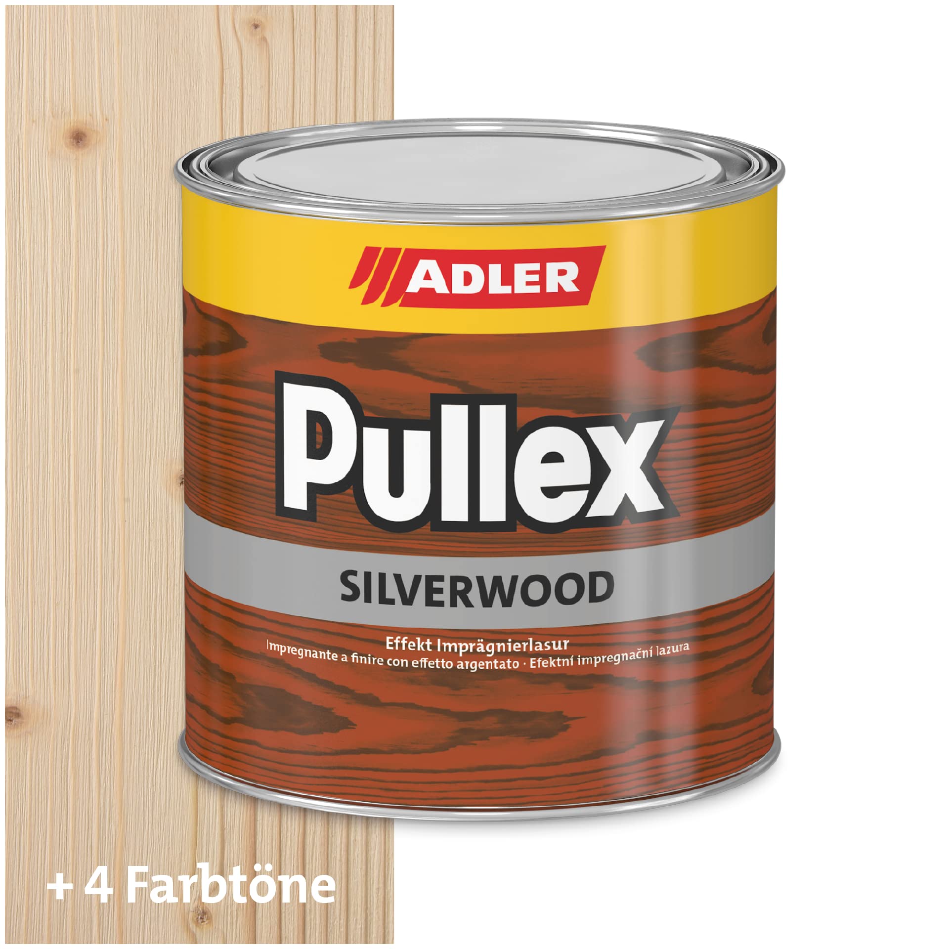 ADLER Pullex Silverwood - Effekt Imprägnierlasur & Holz Grundierung - Farbige Holzlasur Außen als effektiver Wetterschutz mit speziellen Metalleffektcharakter - Holzschutzlasur Farbe: Farblos 5 l