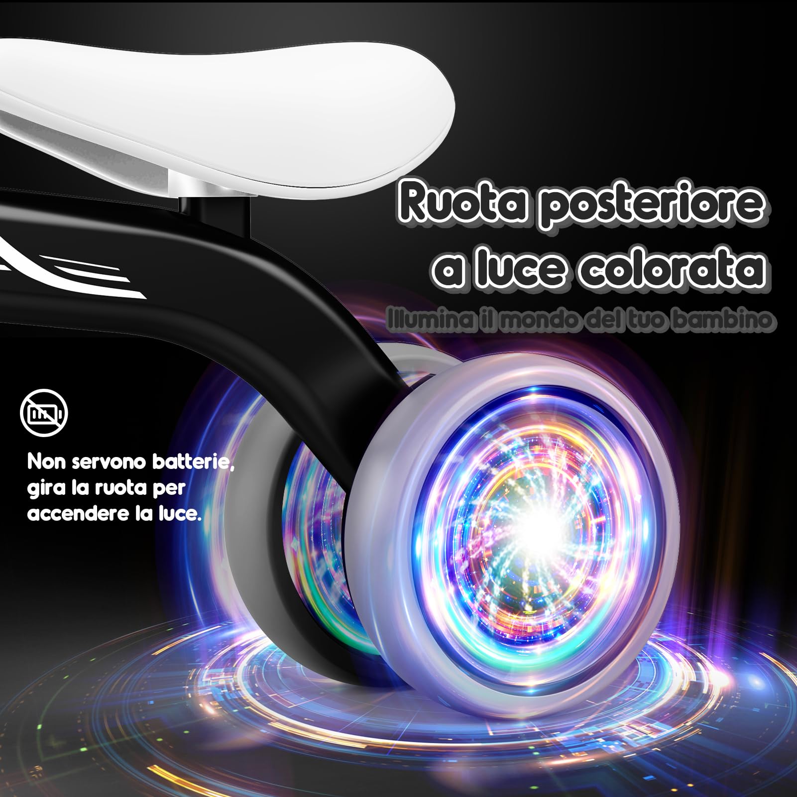 HappyGoLucky Bicicletta Senza Pedali, Ruote Colorate, Ultra Leggero, Bicicletta Equilibrio per Bambini 12-24 Mesi con Cestino, Giochi per Bambini 1 2 Anni, Regalo di Primo Compleanno, Regali Natale