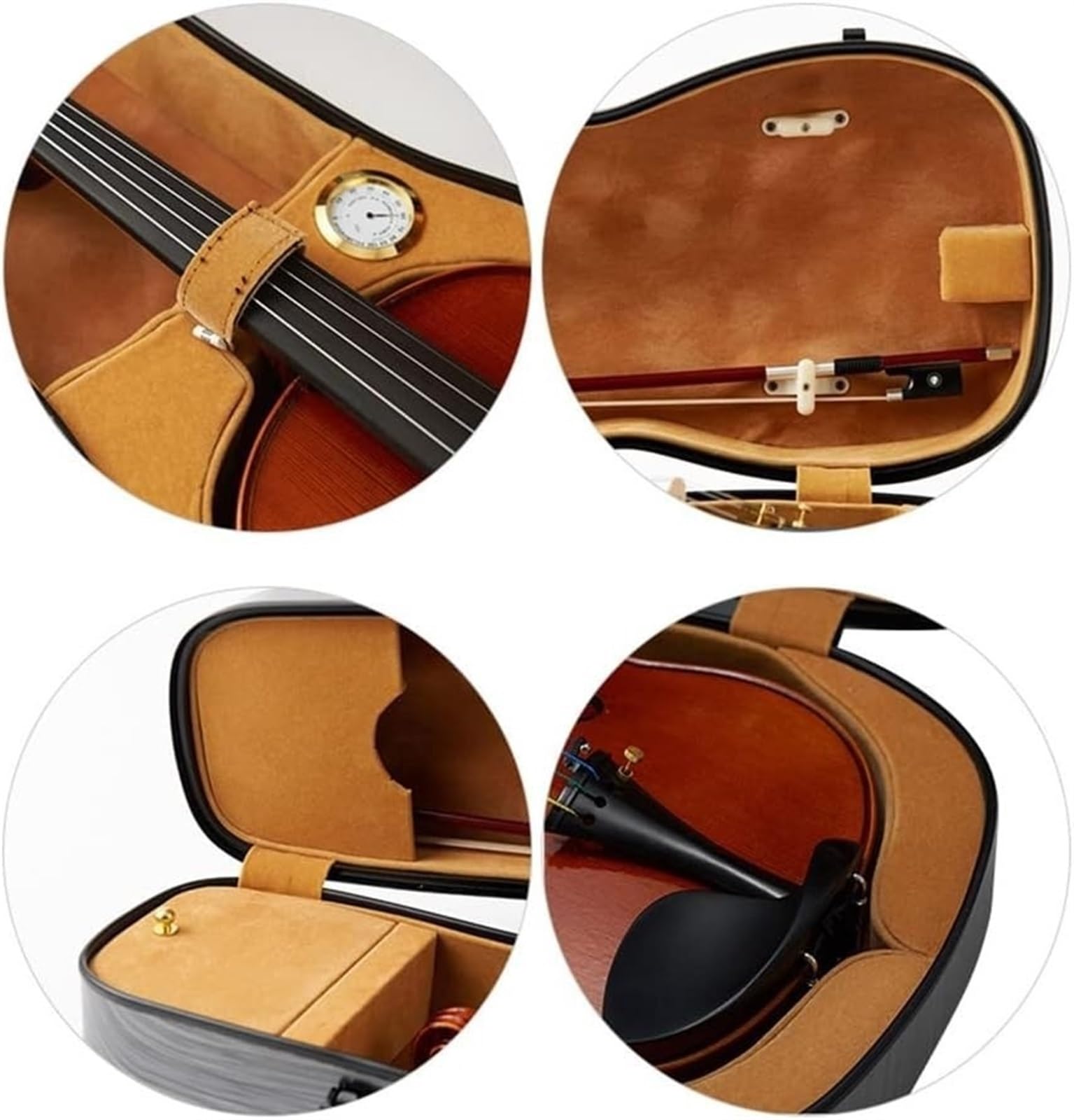 4/4 Geigenkoffer Kohlefaser Fiberglas Geigenkoffer Leichter tragbarer Geigenkoffer in voller Größe mit eingebautem Hygrometer mit Tragegurten (Color : Style 2)