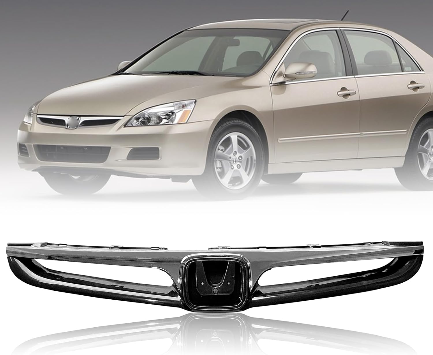 Front Bumper Grille For Accord Sedan 4 Door Grill Chrome Molding 2006 2007 HO1200179 HO1210118