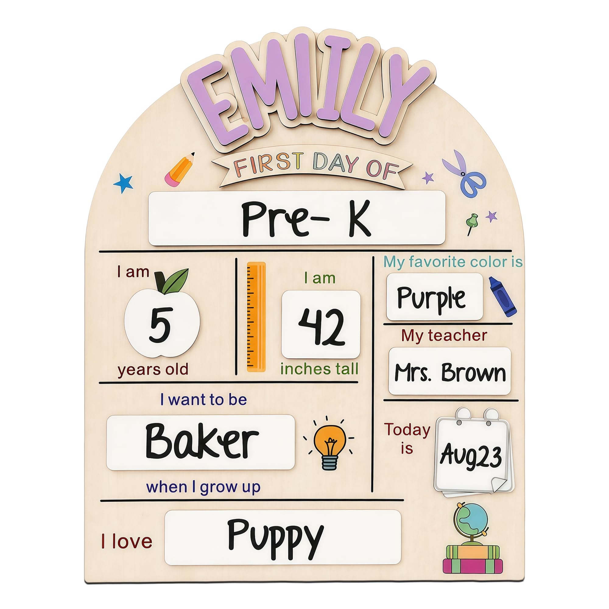 Personalised First Day of School Board with Name, Last Day of School Board, Reusable Back to School Chalkboard 1st for Kindergarten Preschool, Wooden Milestone Keepsake Gifts