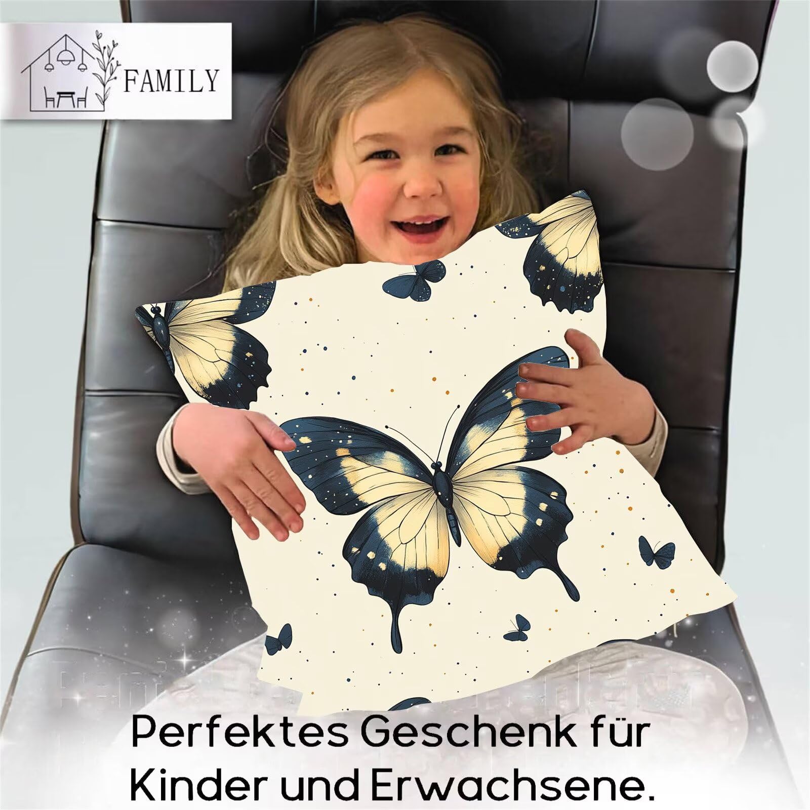 Juego de 4 Fundas Cojines Crema Mariposa 75 x 75 cm Fundas Cojines, Decoración Moderna Cojin Exterior, para Sofá salón Coche Cama Sillas Decoración, Cuadrado Terciopelo Sofá Cojín Exterior m-437
