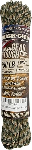 Miniatura 102 de TOUGH-GRID - Cuerda paracaídas de 340 kg, cuerda paracaídas 100% nailon Mil-Spec tipo IV utilizada por el ejército de Estados Unidos, ideal