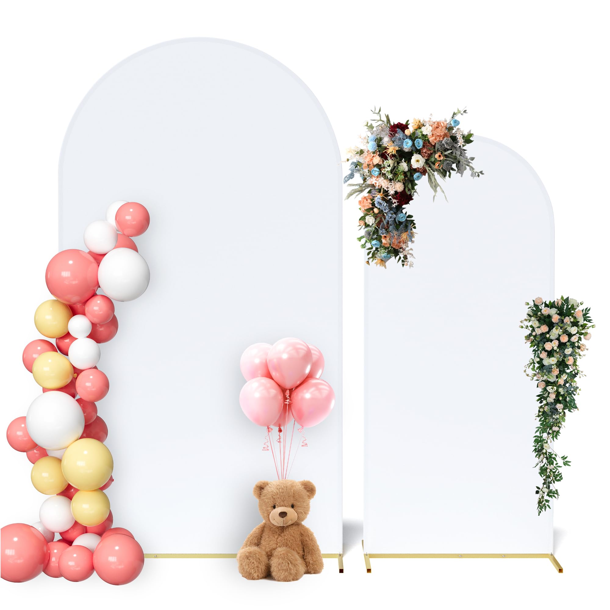 Neatsure Arch Backdrop Stand and Cover Set 2 Pack, 7.2FT, 6FT Metal Photo Balloon Arch Backdrop Stand for Wedding Birthday Party Baby Shower Ceremony