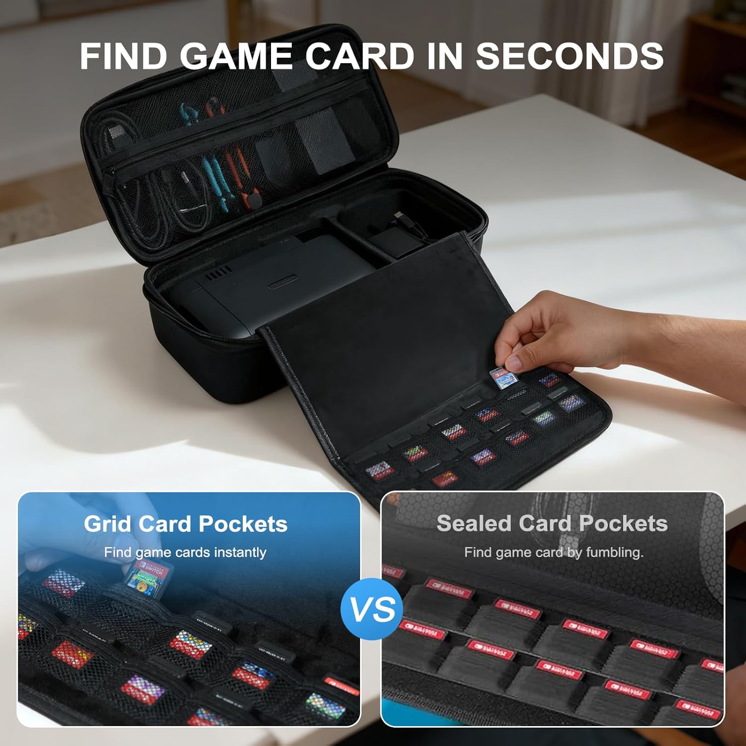 Pogriko Switch 2 Case for Nintendo Switch 2, Travel Carrying Case Holds Switch 2 Console, Dock, Controller, Joycon Straps, Grip, AC Adapter, HDMI Cable & Game Card - Image 4