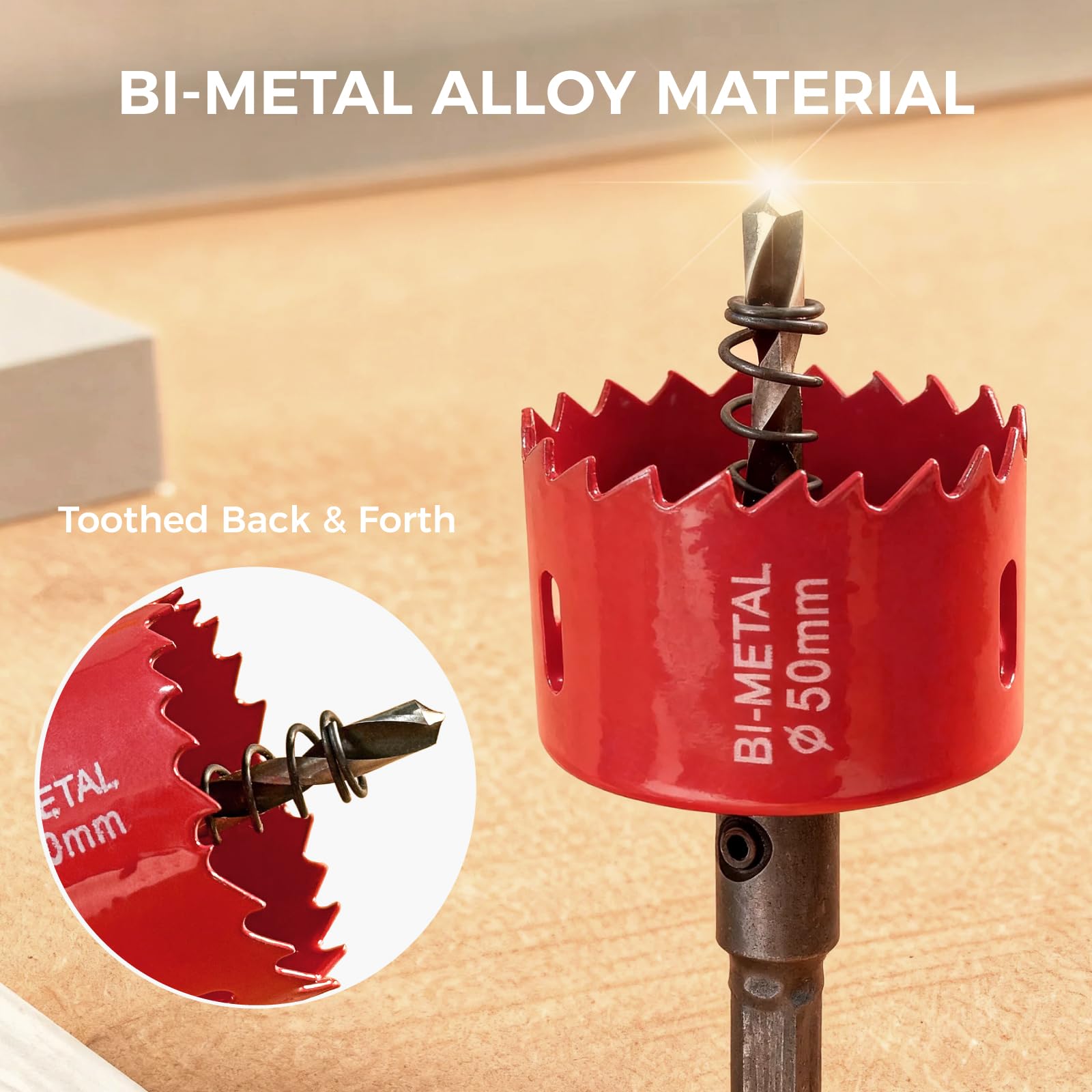 DURI 60mm Bi-Metal Hole Saw Kit - with Arbor, Hex Adapter & Centring Drill for Wood Metal, Plastic, PVC Board - Image 2