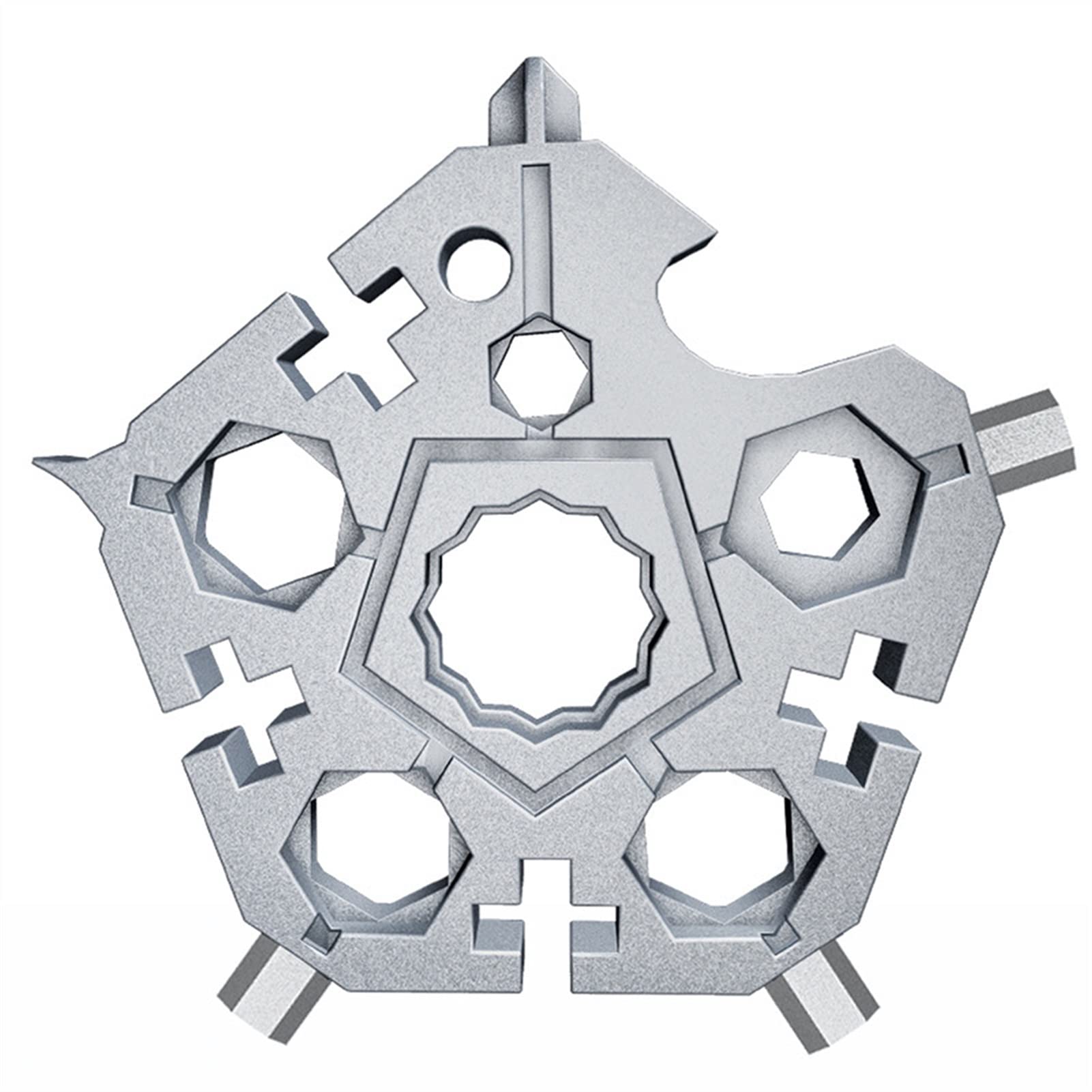 Bkhsgdxj Silver Snowflake Wrench Snowflake Multitool,Screwdriver Spanner, Gear Keyring Hex Multifunction(Silver)