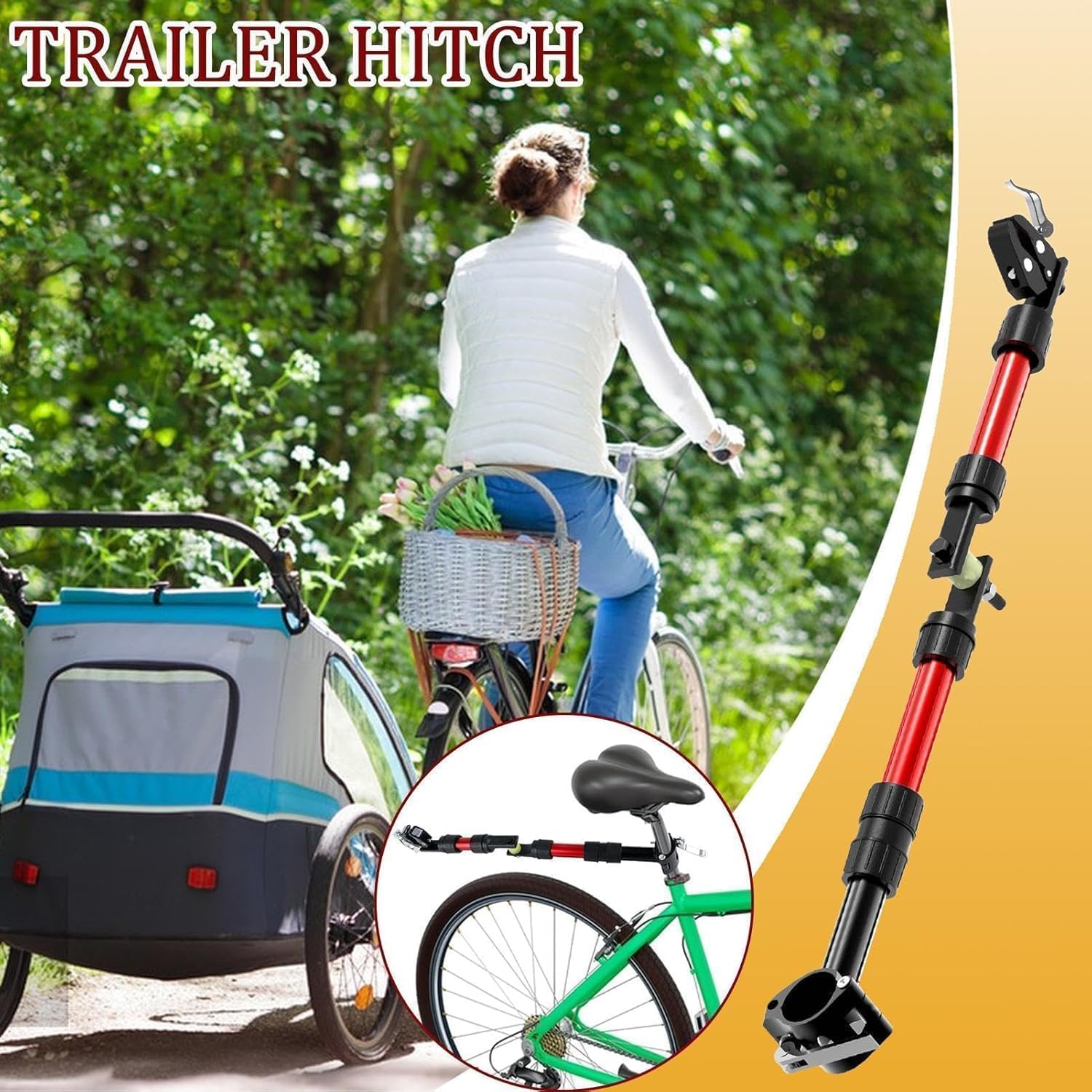 Fahrradanhängerkupplung, Anhängerkupplung, um 270 Grad drehbarer Heckträger aus Aluminiumlegierung, 46cm, Transport von Ausrüstung für Outdoor-Abenteuer, Zubehör für Tiertransportboxen