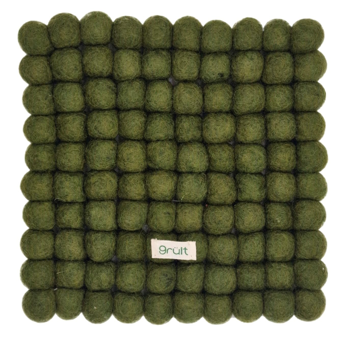 Grült Women's Dark Green Home Trivet - Felt Trivet For Cups, Pots, Pans And Cups, Hand-Felted In Nepal (, Square 20 Cm)