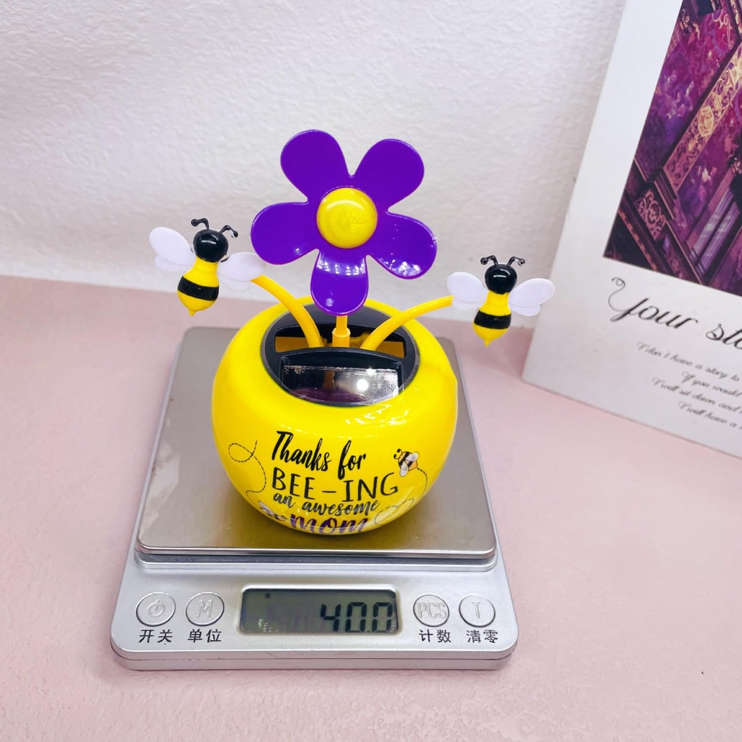 Seven-Spotted Ladybug Solar Dancing Flower, Red Car Dashboard Decoration, Swinging Ornament, Desktop Home Decor