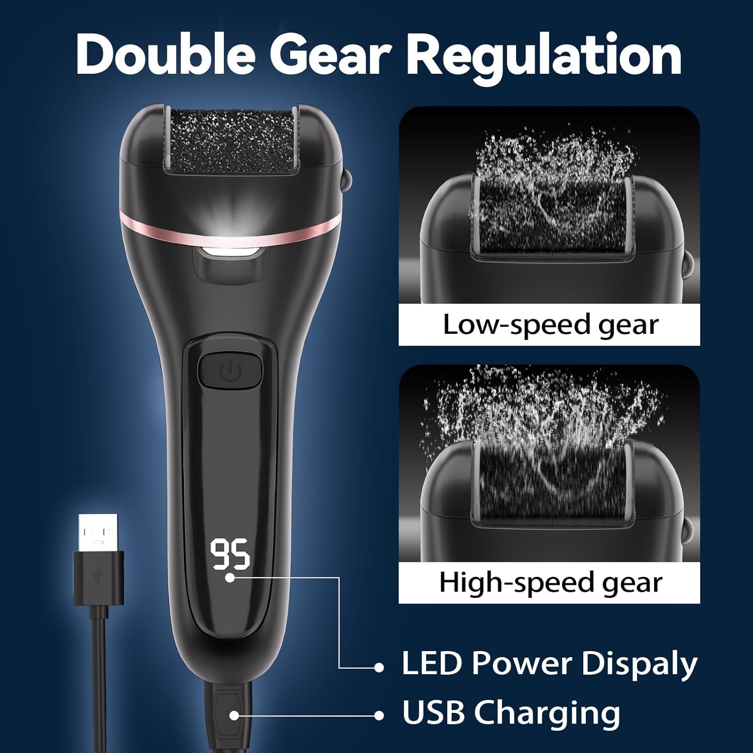 Wea&Hea Electric Callus Remover for Feet, 30 in 1 Professional Pedicure Kit with 9 Roller Heads, 2-Speed Rechargeable & Waterproof Foot File - Ultimate Foot Spa Tools for Smooth Skin at Home - Image 4