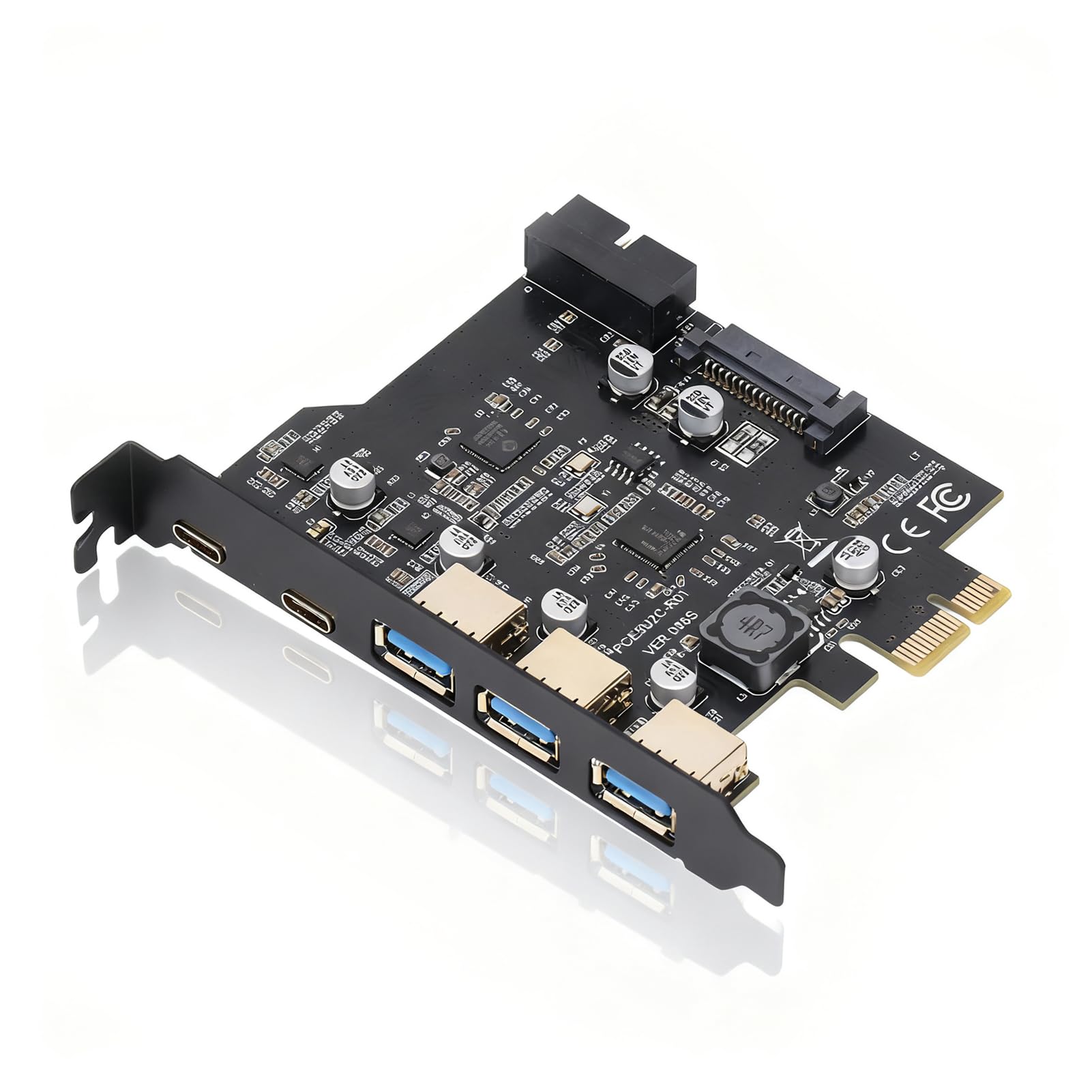 Scheda PCIe a USB 3.2 Gen 2 con larghezza di banda 20 Gbps, 3 porte USB tipo A e 2 porte USB tipo C, scheda di espansione PCIe USB per PC desktop