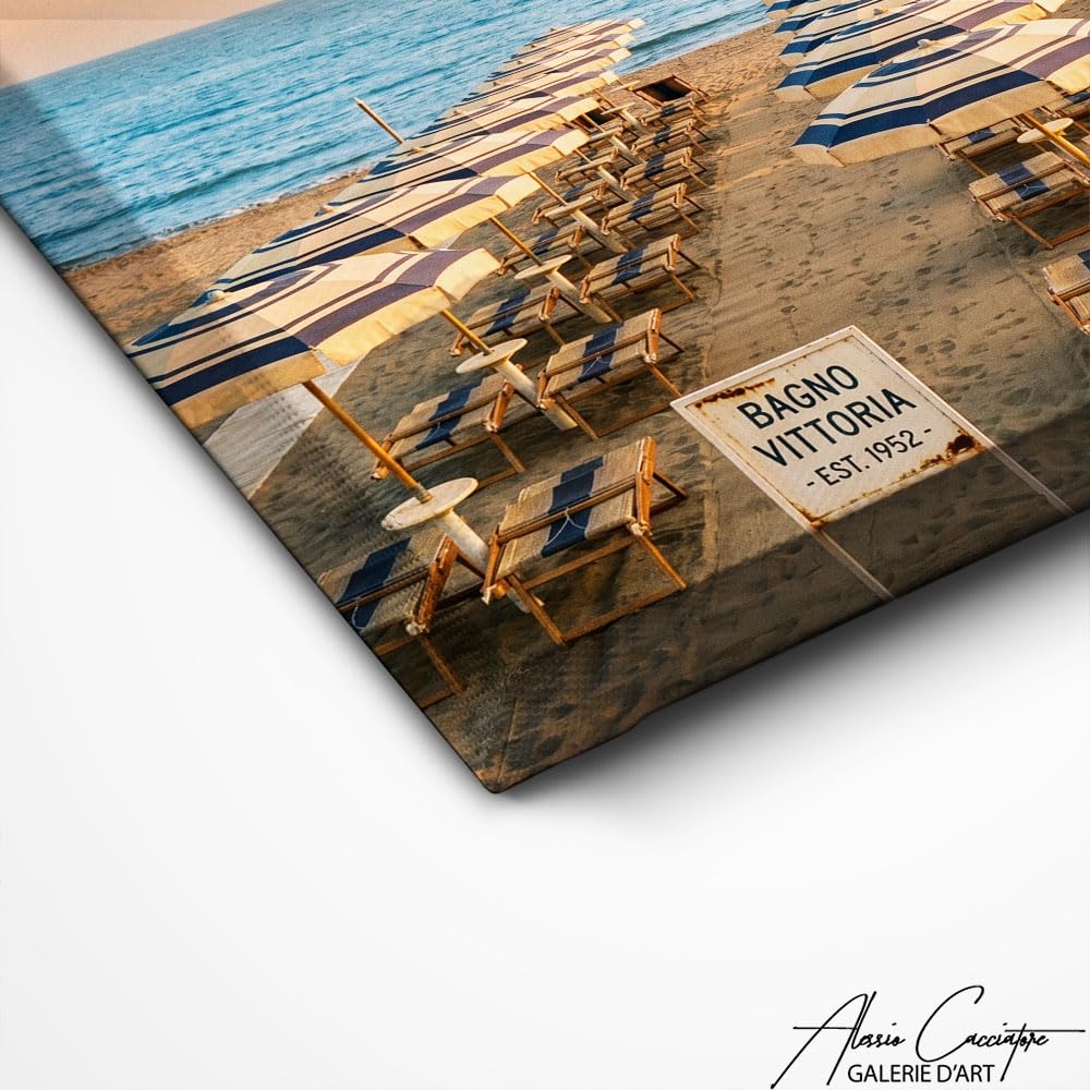 Alessio Cacciatore Quadro da spiaggia in sabbia – Poster decorativo da parete con tramonto, stampa su tela, paesaggio naturale, quadro di bordo del mare, grande formato, cornice decorativa da parete