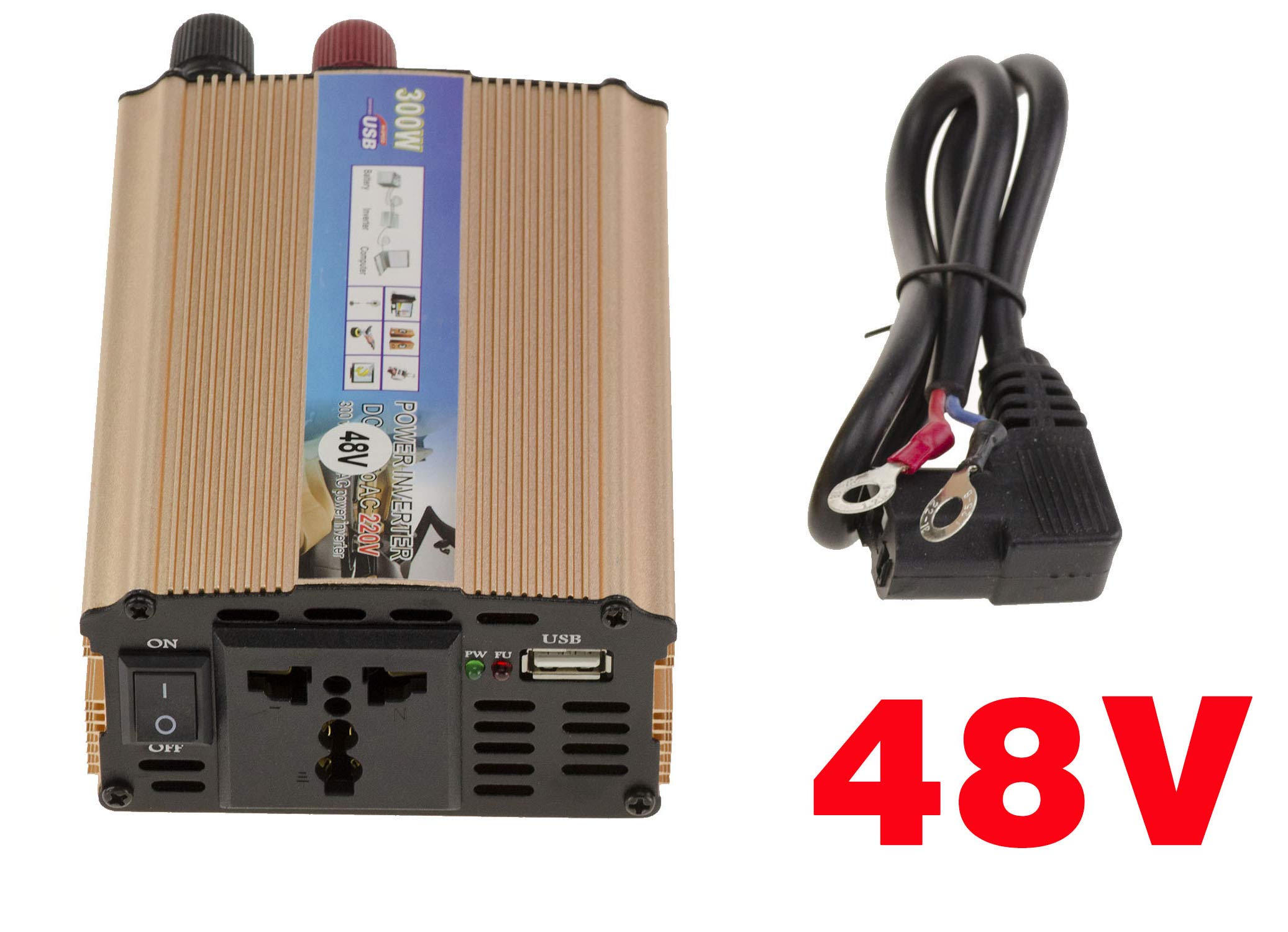 KALEA-INFORMATIQUE Convertitore di tensione da 48V in ingresso a 220V in uscita. Potenza continua 300 Watt, potenza di picco 600W
