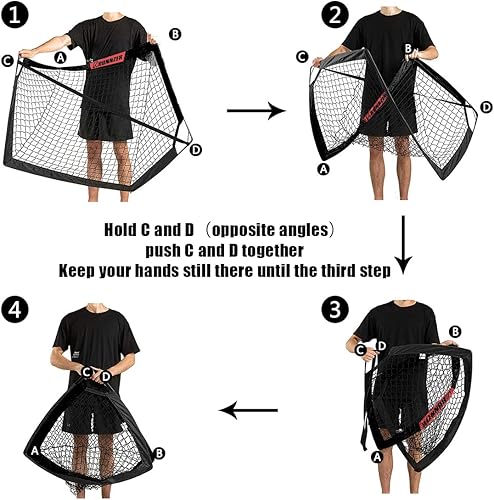 Miniatura 5 de Portería de fútbol para niños, red de fútbol desplegable para patio trasero, juego de 2 con funda de transporte portátil