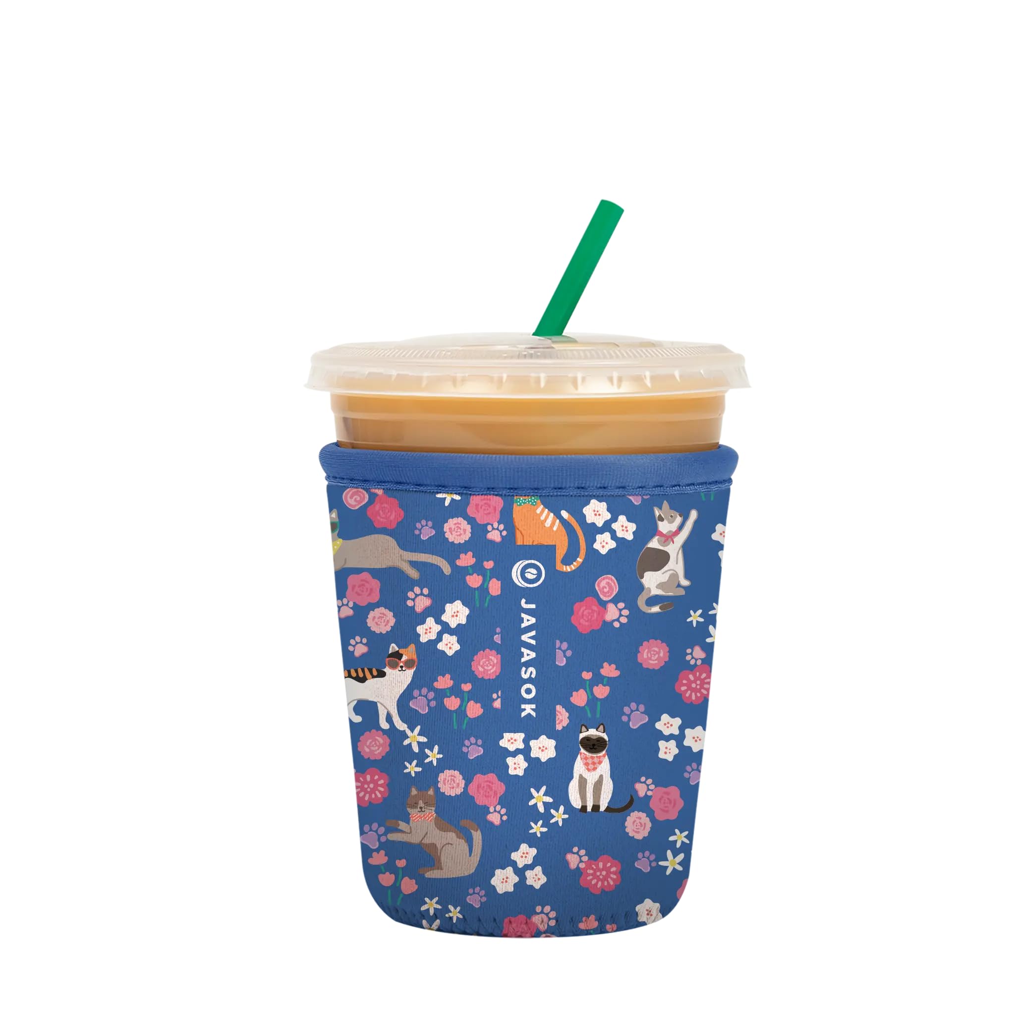Sok It JavaSok Iced Coffee &amp; Cold Soda Insulated Neoprene Cup Sleeve (Purr-fection, Small: 16-20oz)